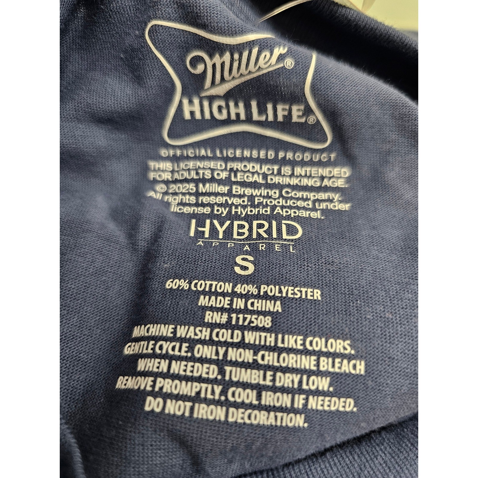 Miller High Life T-Shirt Small Vintage Indigo Blue Graphic Beer Tee 2MIL0719 NWT