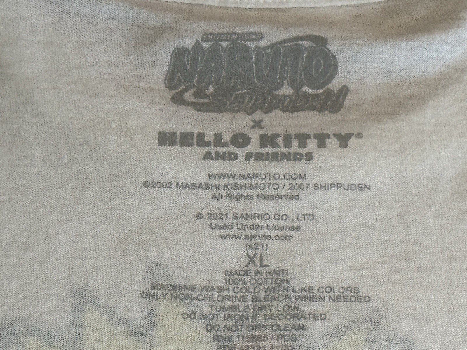 Naruto Shippuden x Hello Kitty Graphic Tee White NWOT Anime Manga Sanrio Rare S