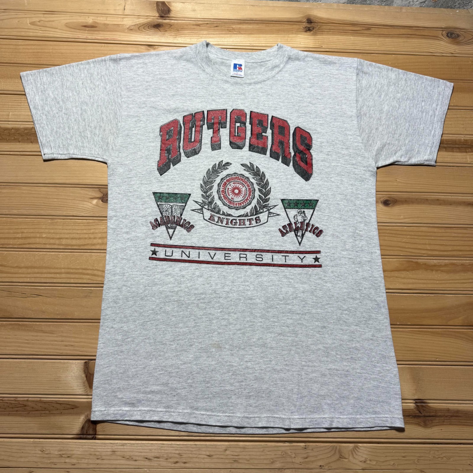 Vintage 90s Rutgers Scarlet Knights University Athletics Academics T-Shirt Large
