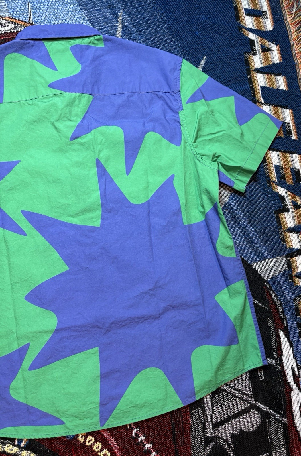 Billionaire Boys Club Shirt Mercury SS Woven Green Blue Button Down Large BBC