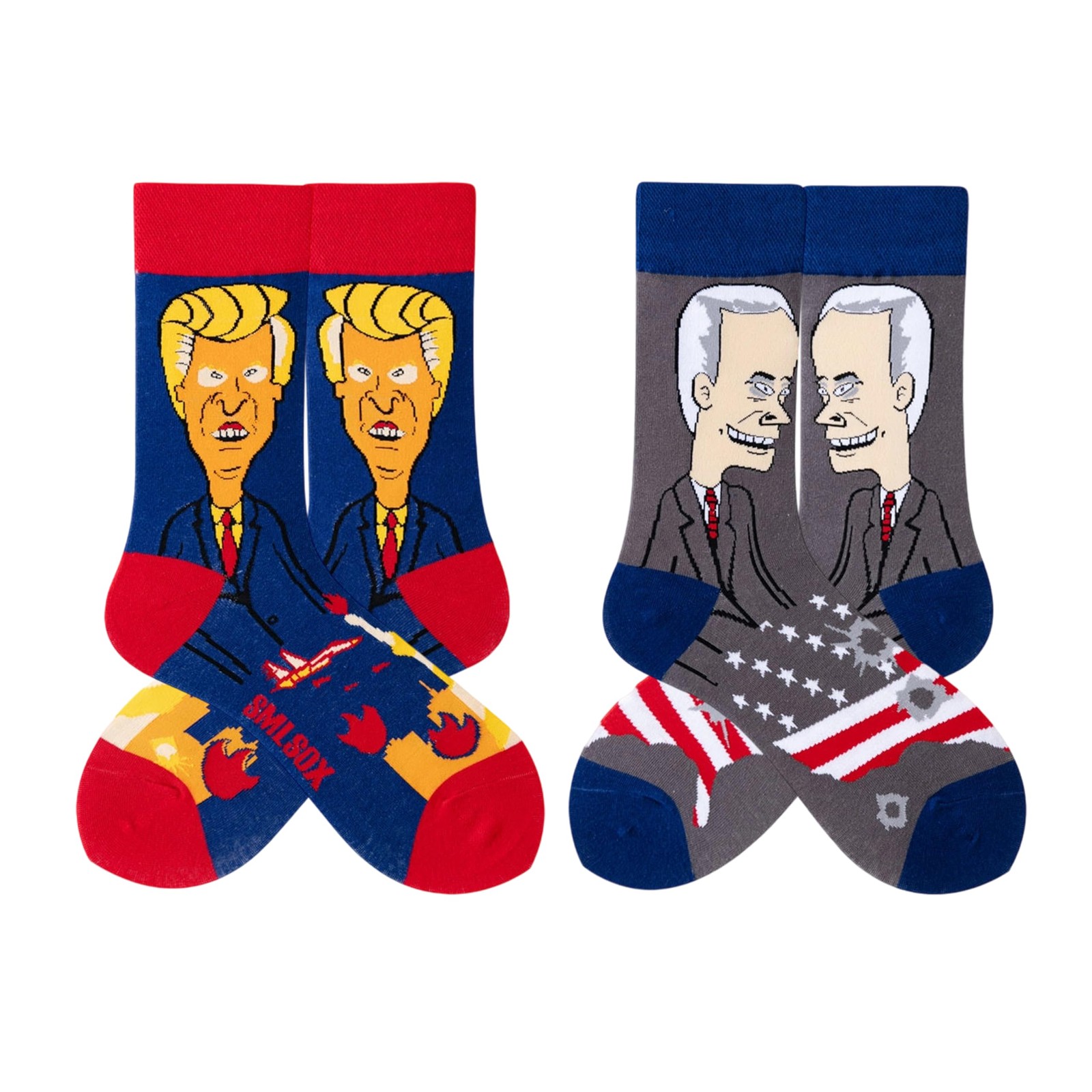 Funny Novelty Socks with Unique Asymmetric USA Designs,Cute Personalized Sock…