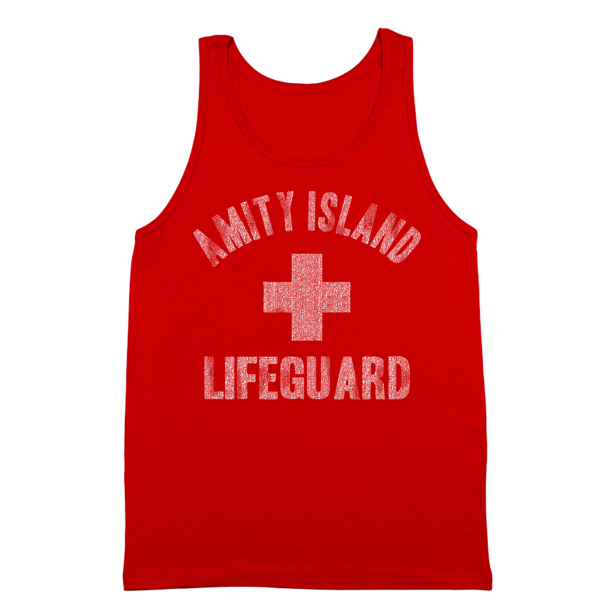Amity Island Lifeguard Funny Jaws Shark Week Humor Movie 80S Red Tank Top