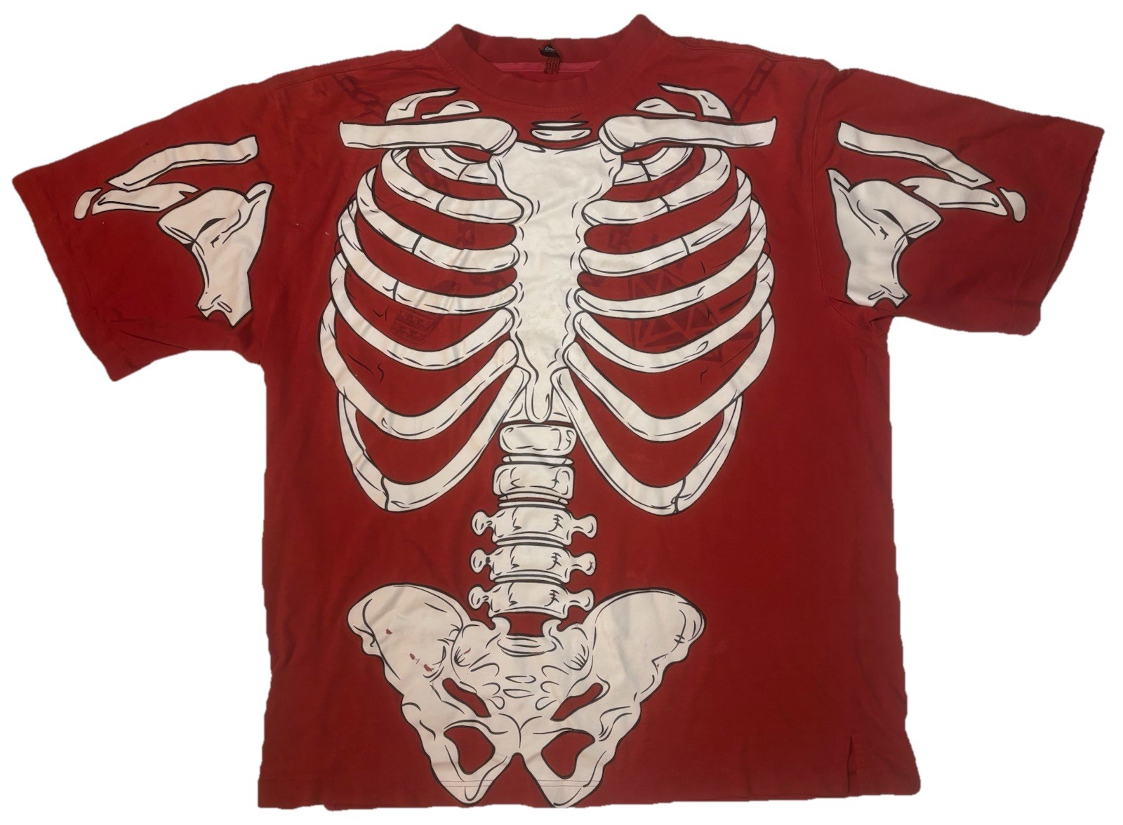 Y2K Raw Blue Shirt Mens 3XL Red Skeleton Glow In The Dark* Read Graphic Tee VTG