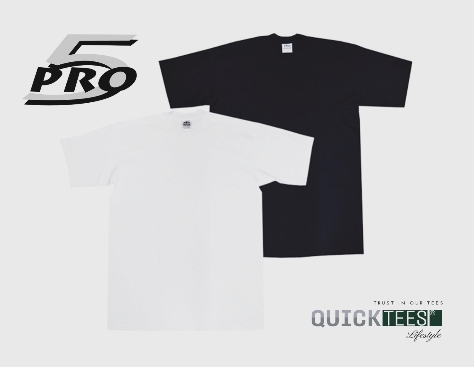 PRO5 Heavyweight T Shirt Mens Thick Cotton Blank Crewneck Streetwear Solid