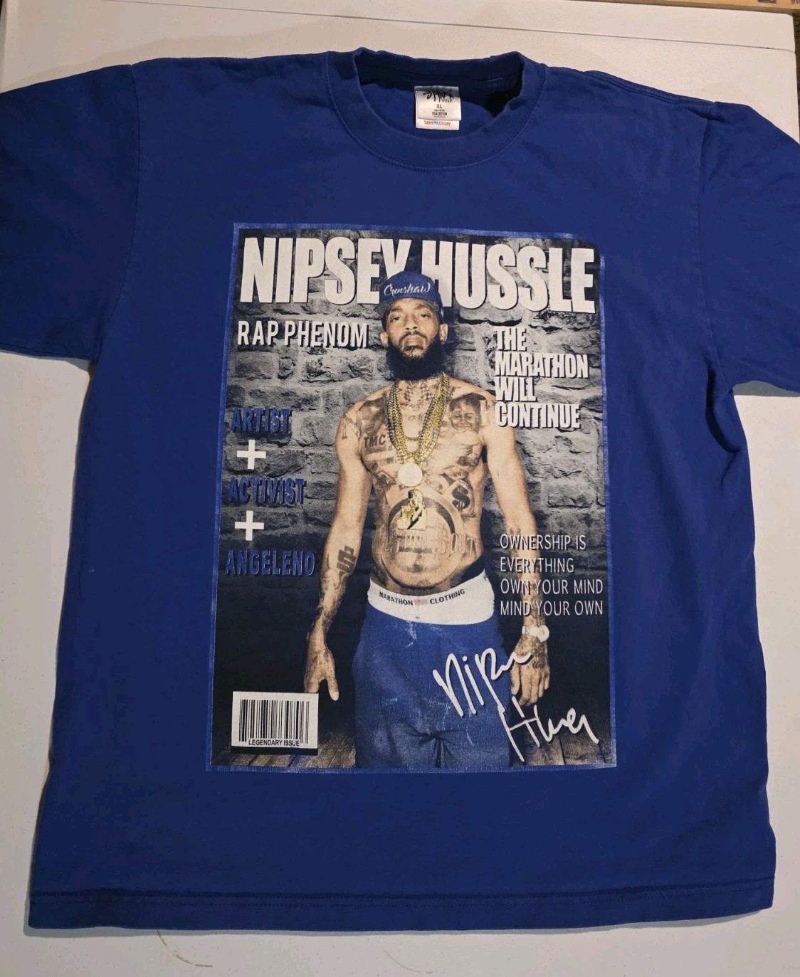 Nipsey Hussle Graphic T Shirt XL Blue Shaka Wear Super Max Heavy Rap Hip Hop