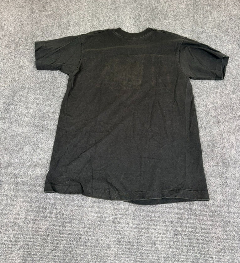 VTG 90s Fruit of the Loom Single Stitch Black Jazz Print Cotton Size M