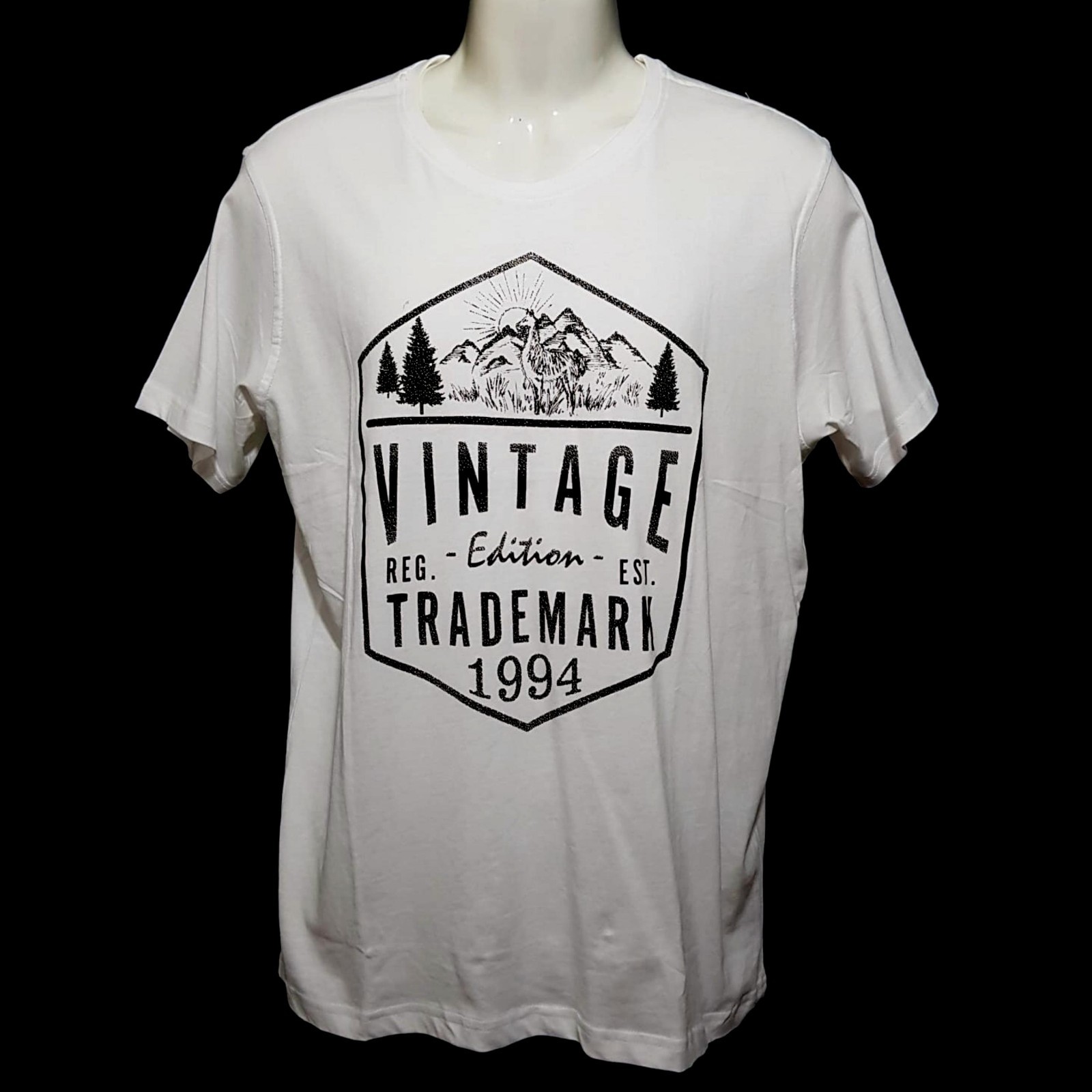 Mens T-Shirt Tee White Cotton Size L – XXL