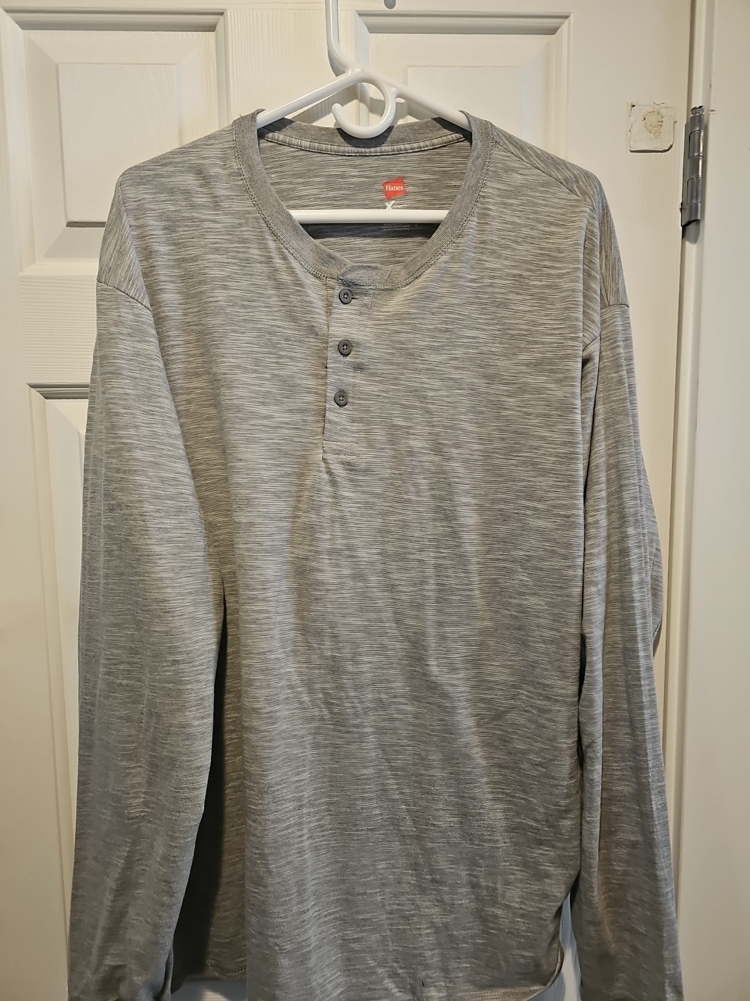 Hanes X-Temp Long Sleeve Henley Shirt Heather Gray Sz 2x Large Casual Essential