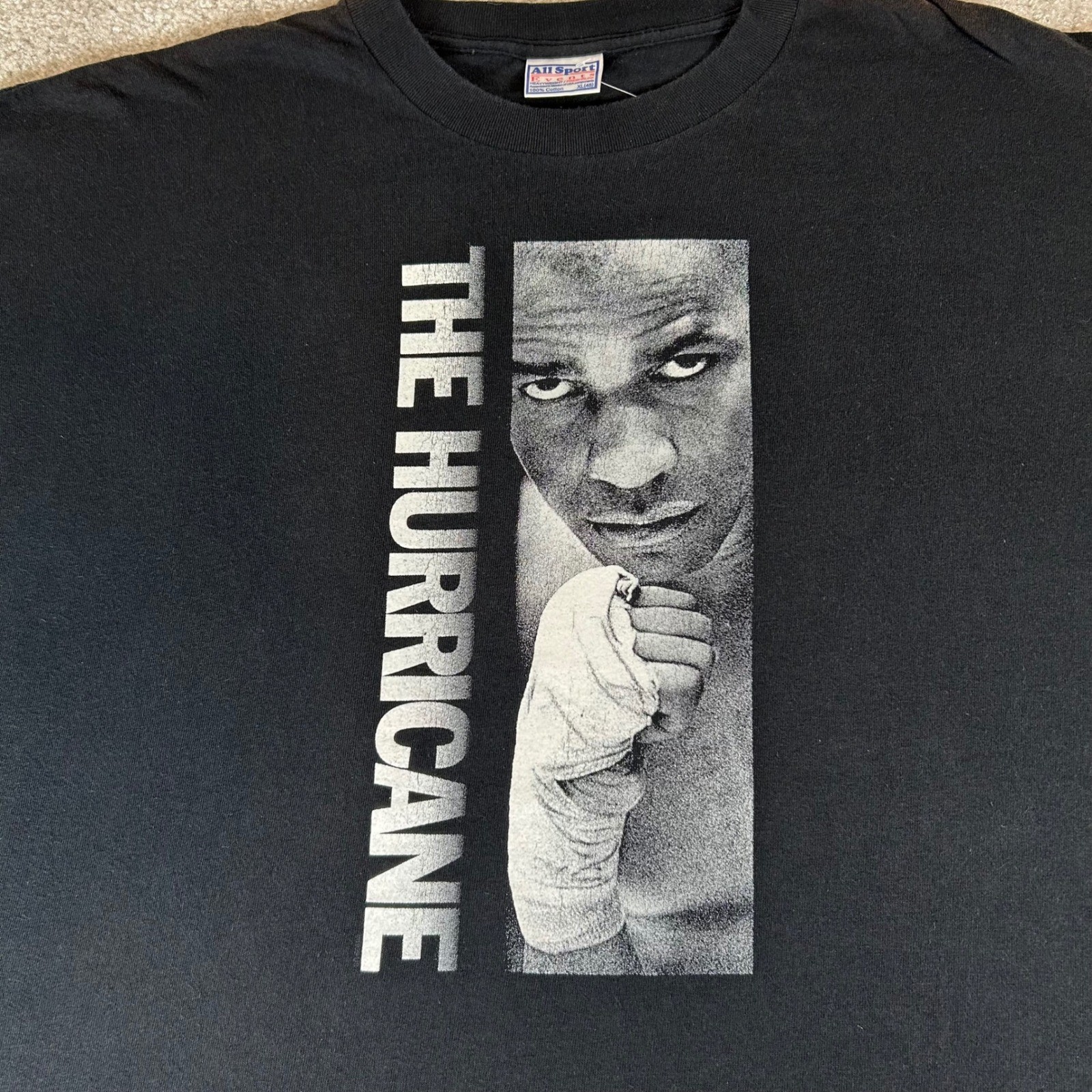 Vintage 1999 The Hurricane Movie T-Shirt Mens XL Black Denzel Washington Boxing