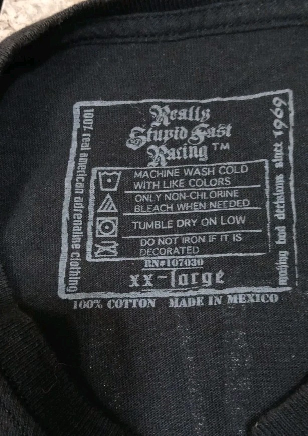 STUPID FAST Racing Skull T Shirt XXL Black Double Sided Grunge Graphic Fader
