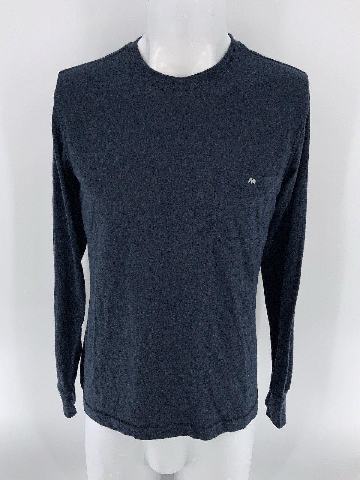 The Normal Brand Pocket T-Shirt Long Sleeve M Navy Cotton Poly Rayon YGI U4-104