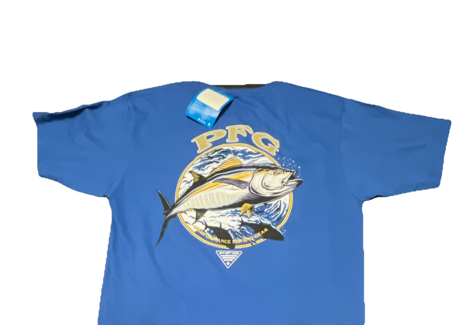 Columbia Men&rsquo;s blue M PFG Fish Graphic Logo Crew Neck Short Sleeve T-Shirt