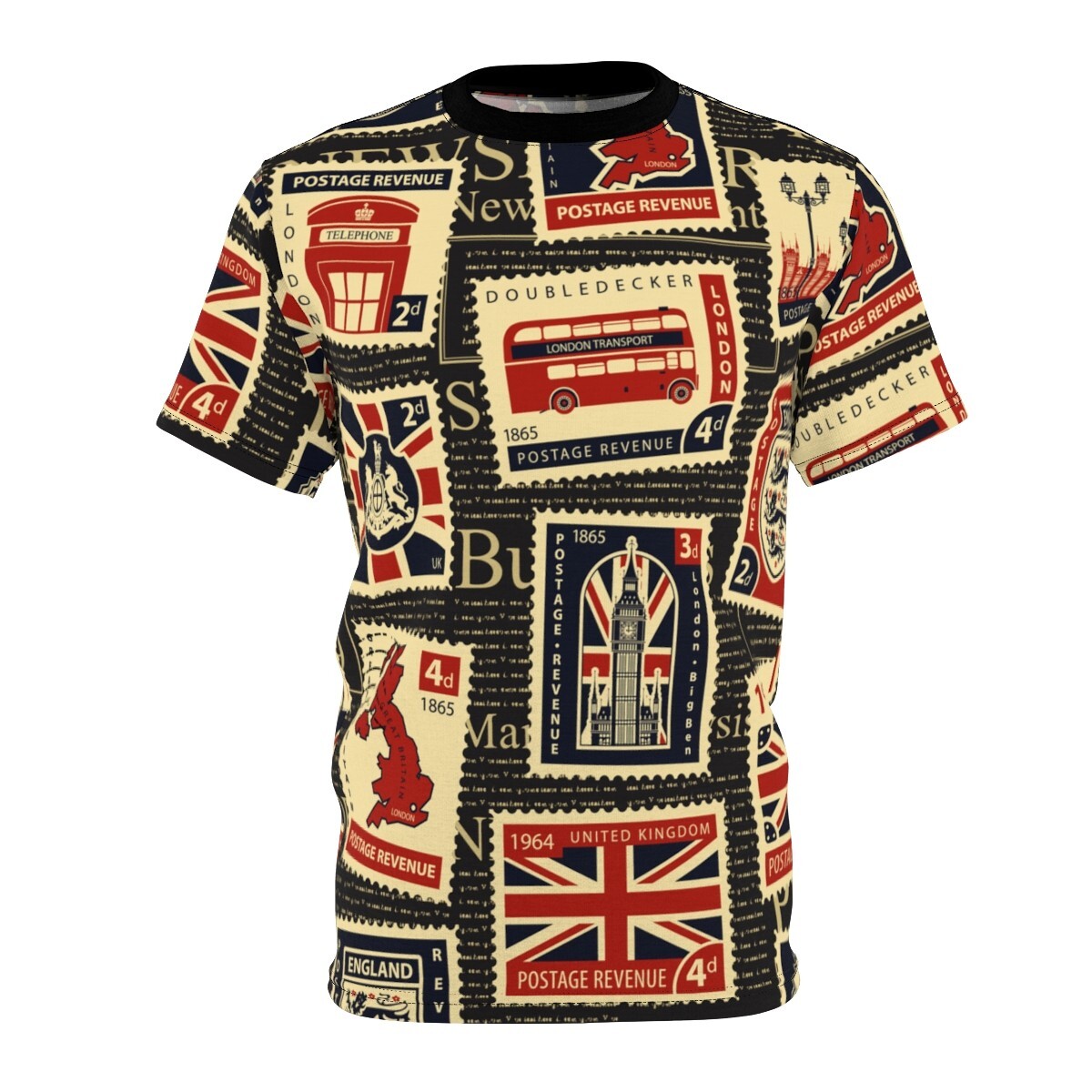 AOP – United Kingdom – Seamless pattern with stamps on theme UK