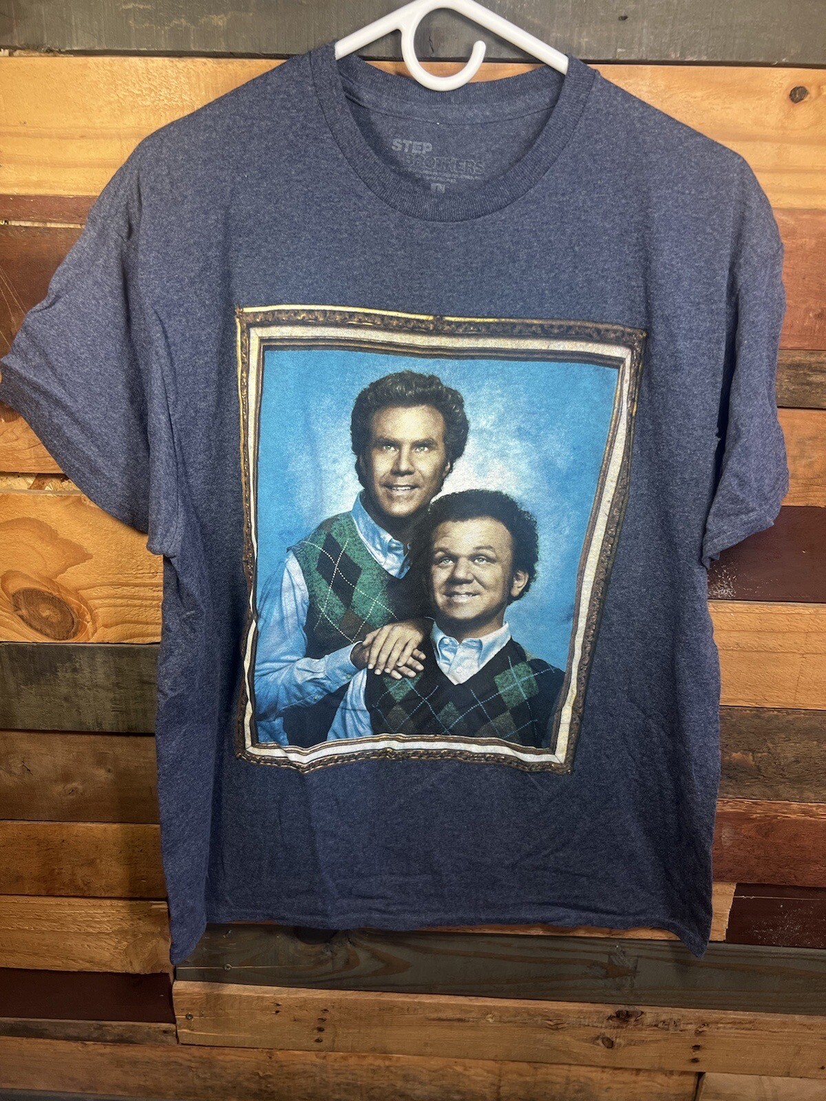 Retro Step Brothers Movie themed Blue colored T Shirt Size Large tags