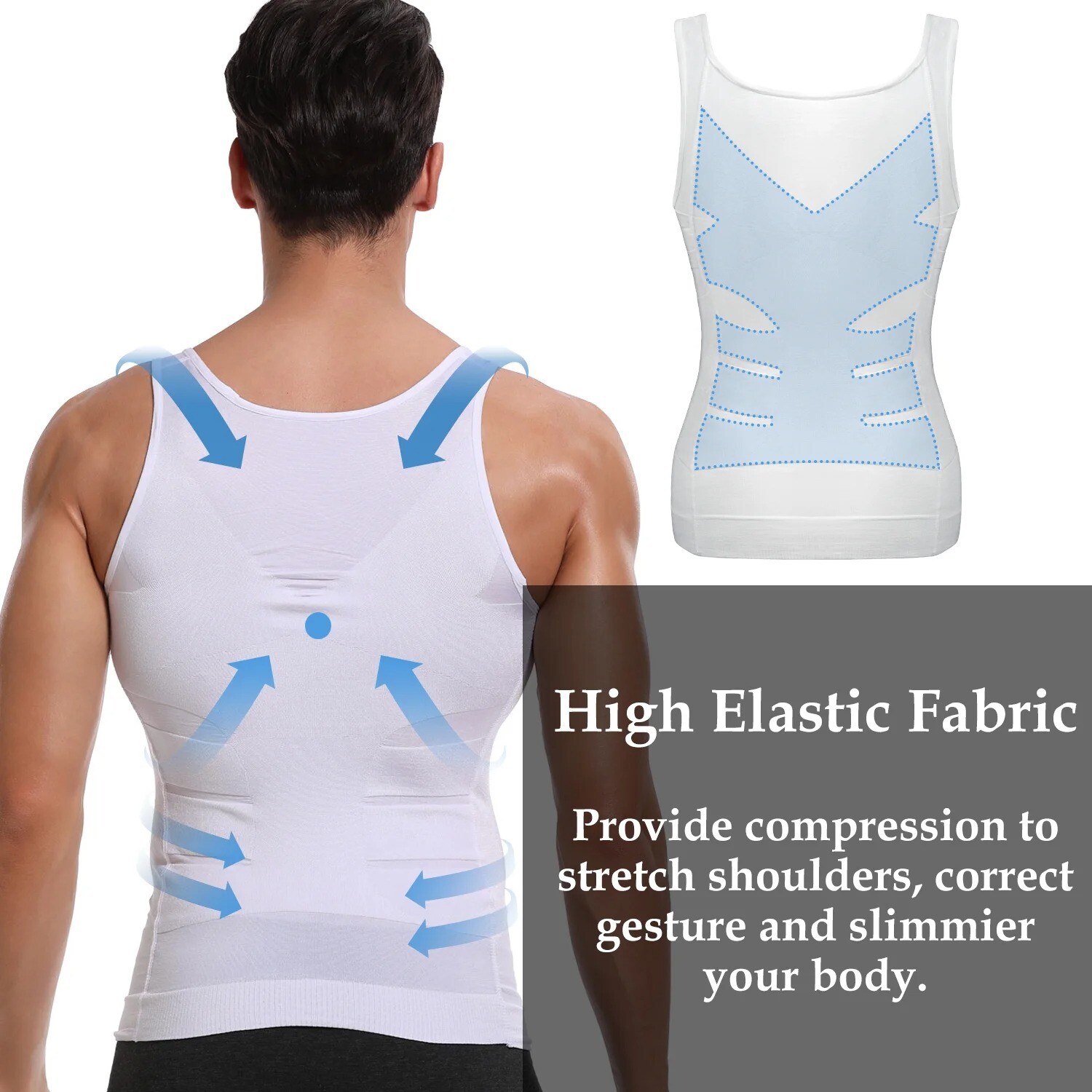3 Pack Men&rsquo;s Compression Shirt Slimming Body Shaper Vest Tummy Control Shapewear