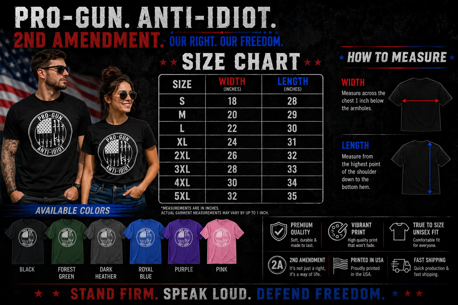 Pro-Gun Anti-Idiot T-Shirt | 2nd Amendment Vertical Rifle Flag 2A