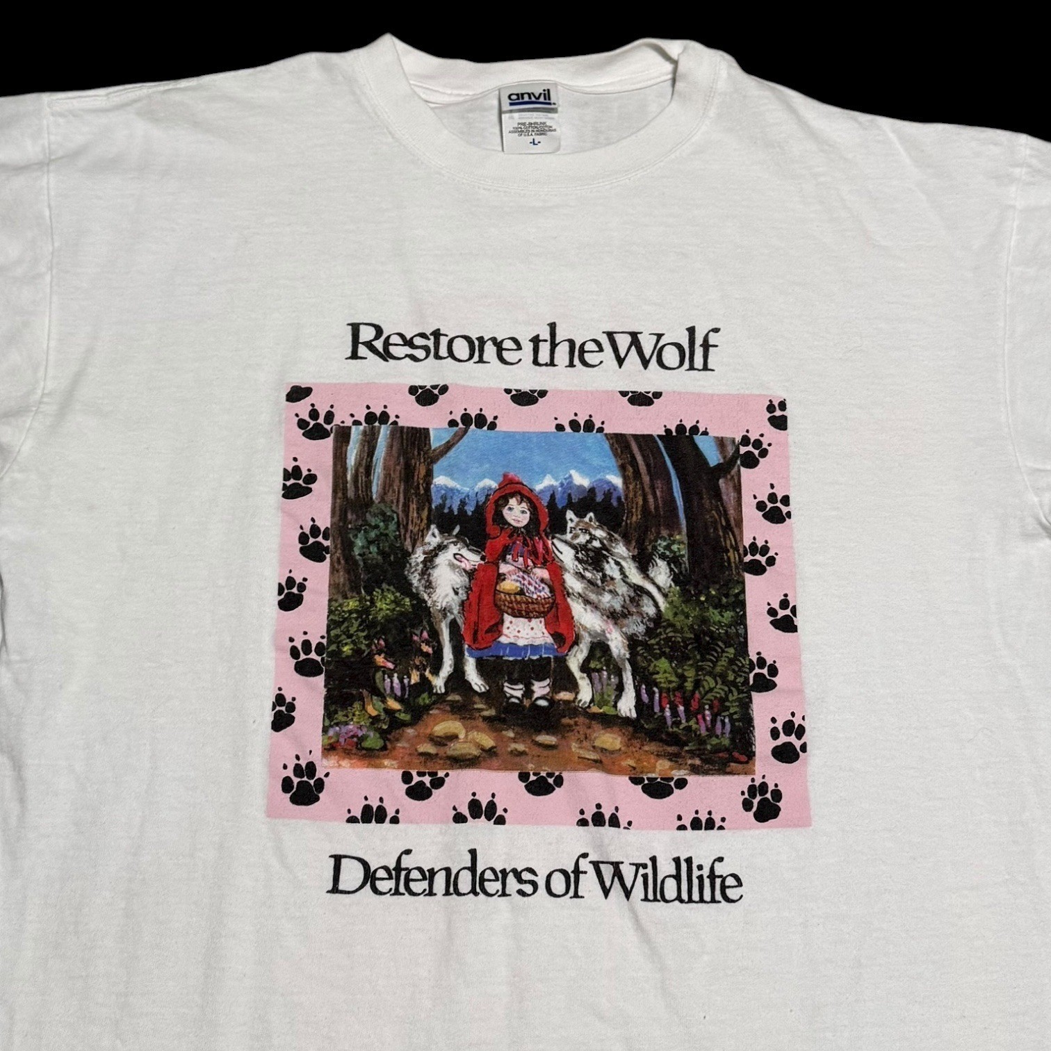 2000s Anvil Restore the Wolf Red Riding Hood Died White Shirt Men&rsquo;s Large