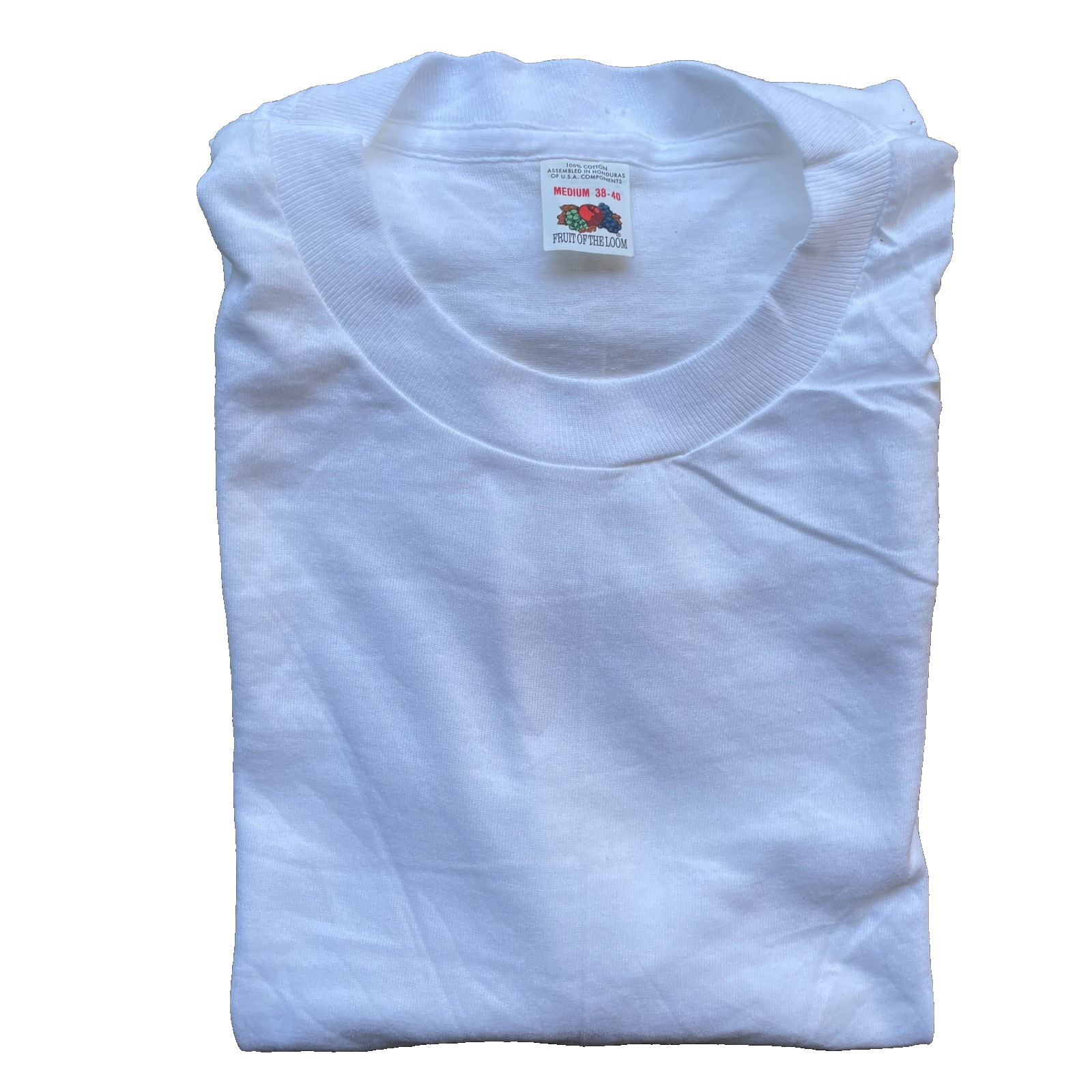 Vintage 80&rsquo;s Fruit Of The Loom Blank T-Shirt White Undershirt Size Medium 38-40