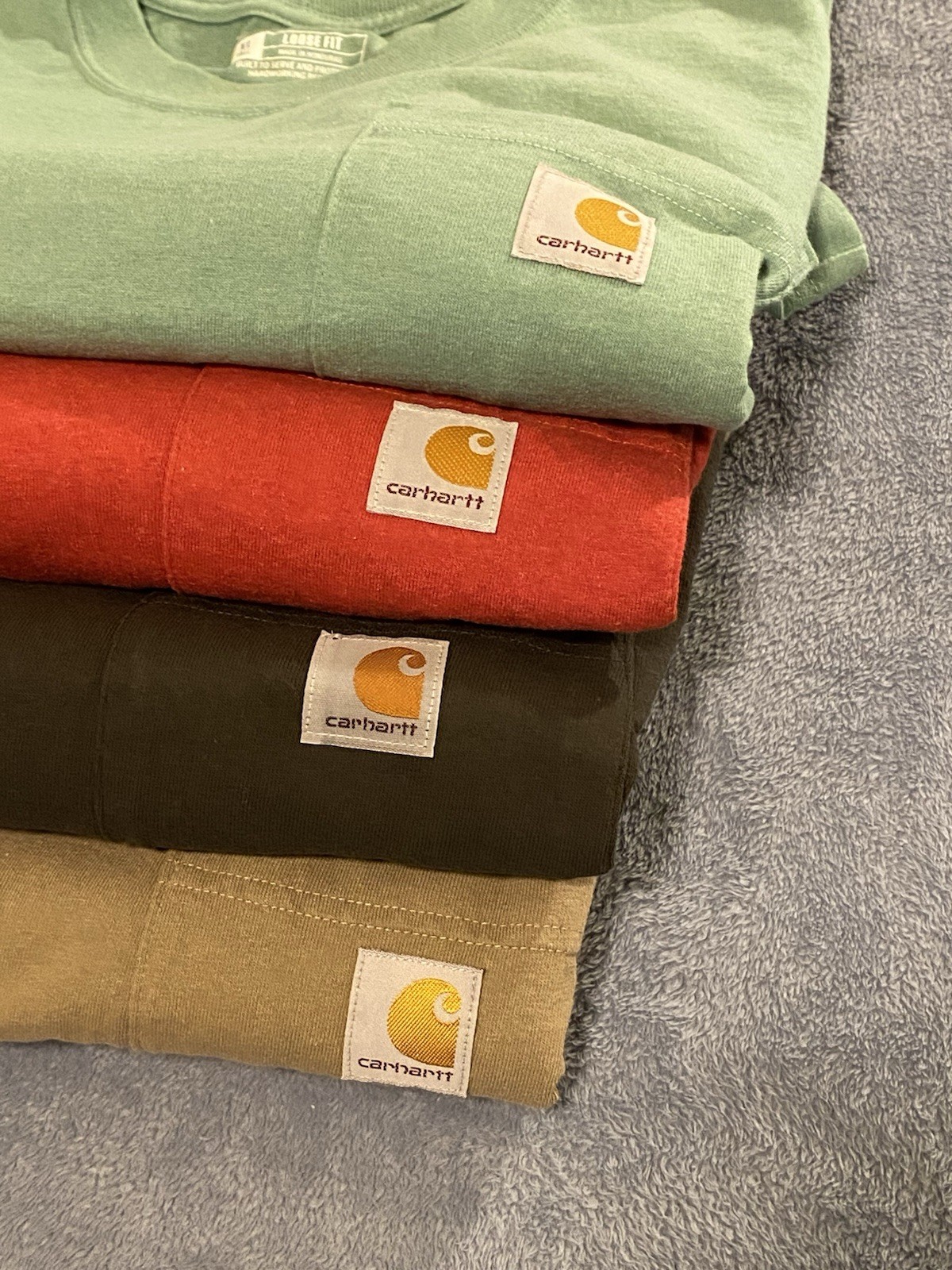 Lot of 4 Carhartt Men&rsquo;s XL Tall Loose Fit Pocket T-Shirts, Men’s Work Wear