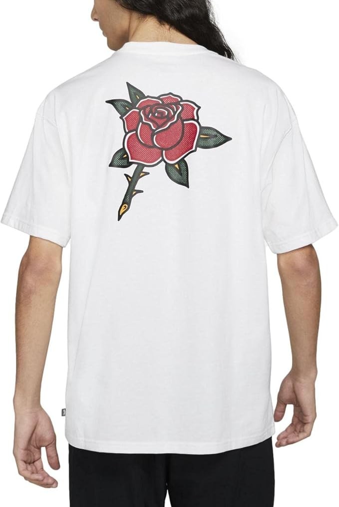Nike SB Shirt Mens Cream Rose Graphic Loose Fit Skateboarding Tee DJ1222 100Sz M
