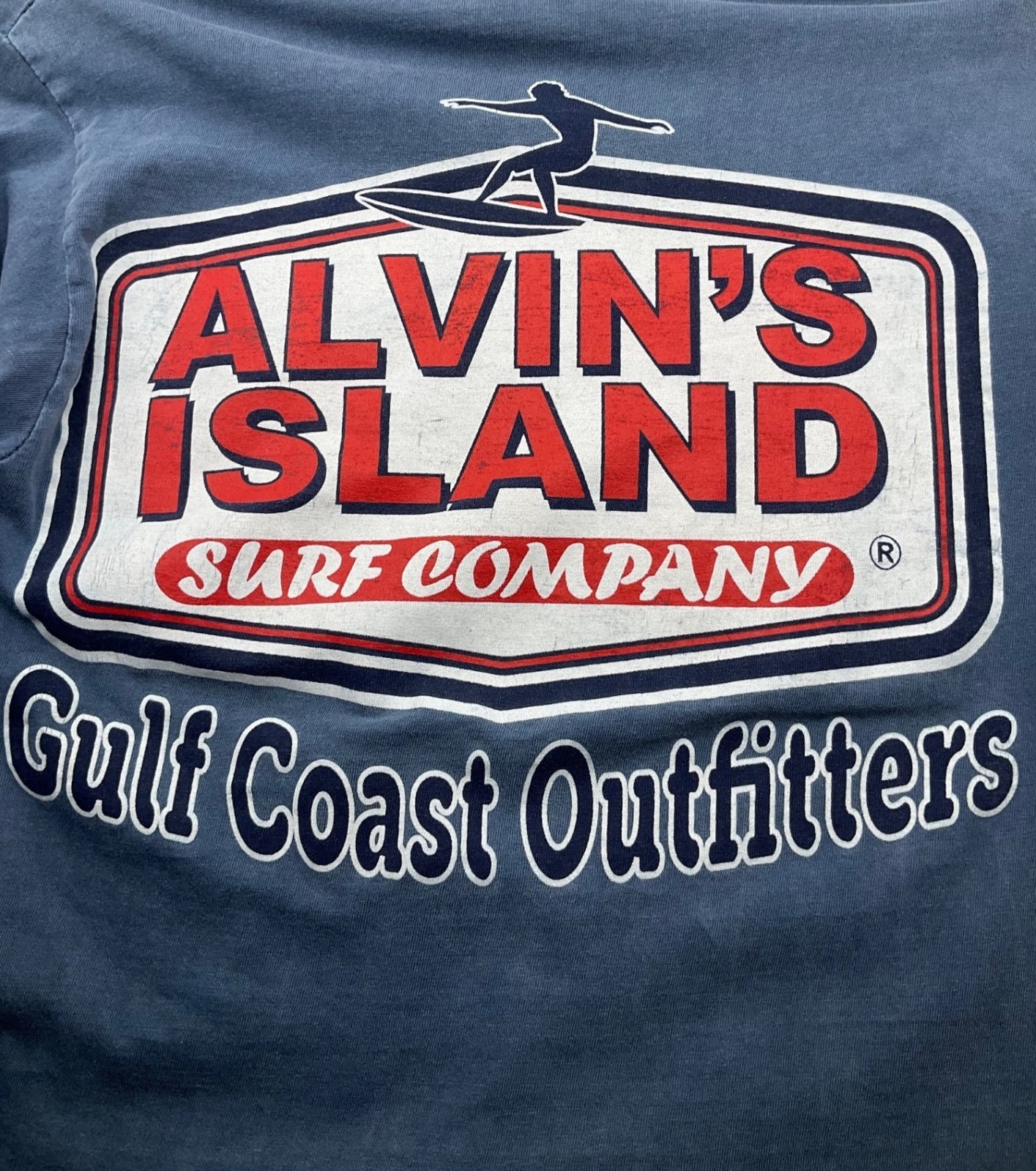 U.S. Vintage Alvins Island Surf Co Gulf Coast Outfitter Blue Destin Fl Tee-Shirt