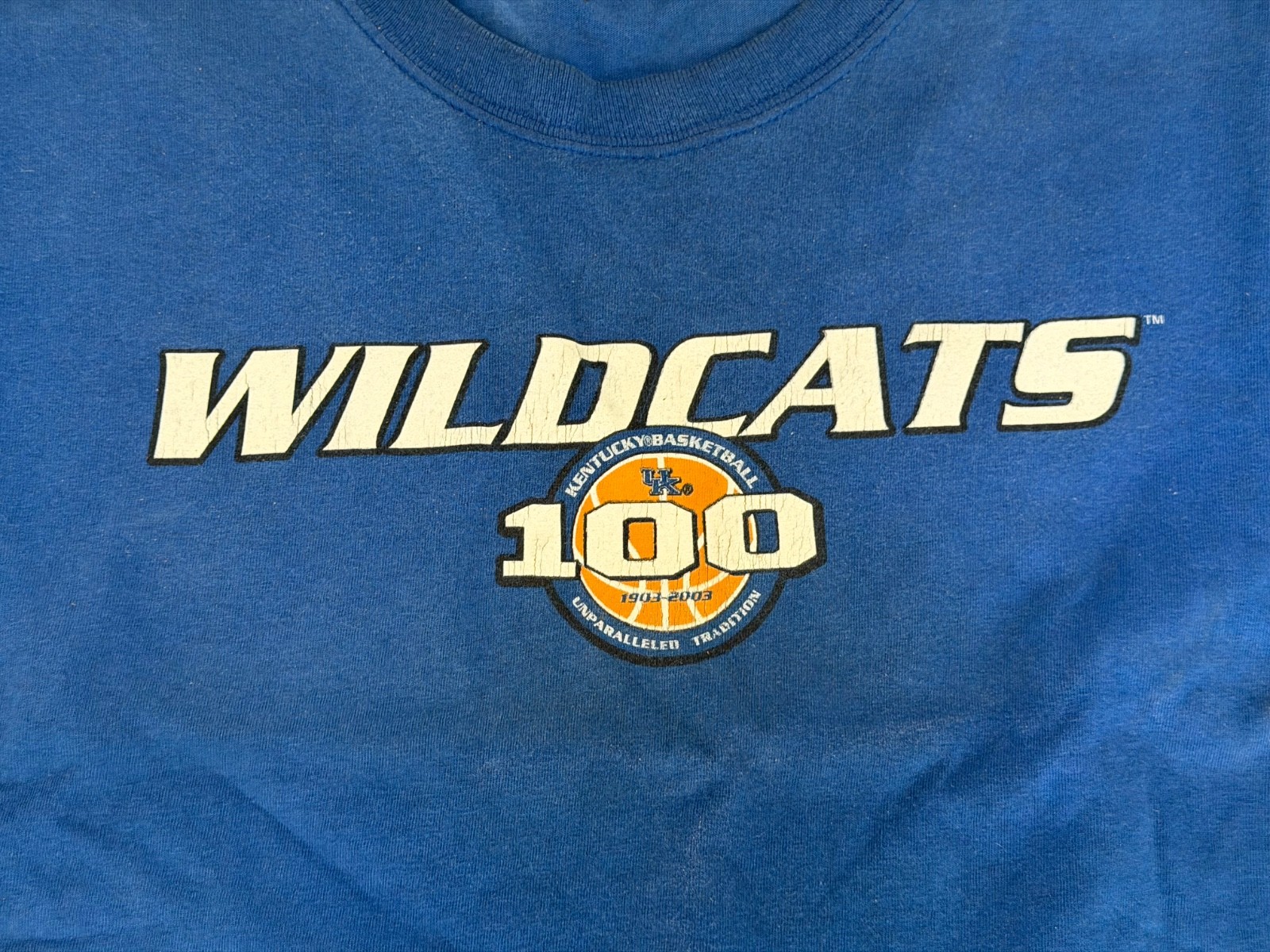 KENTUCKY WILDCATS T SHIRT VINTAGE 90S NCAA MENS BLUE BASKETBALL SIZE XXL