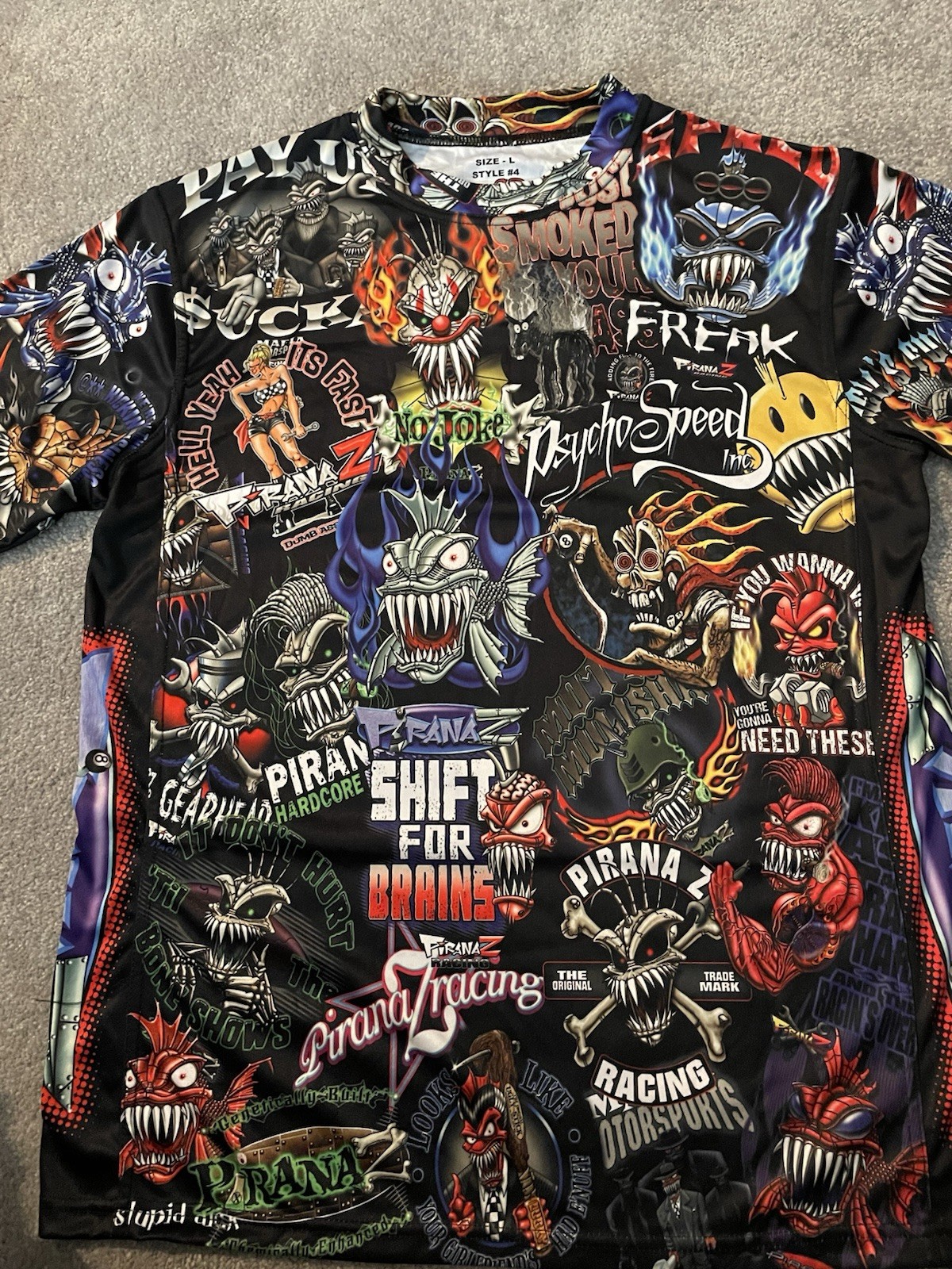 Psycho Speed Inc Piraniaz Racing NHRA Camping World Shirt L Multi Color