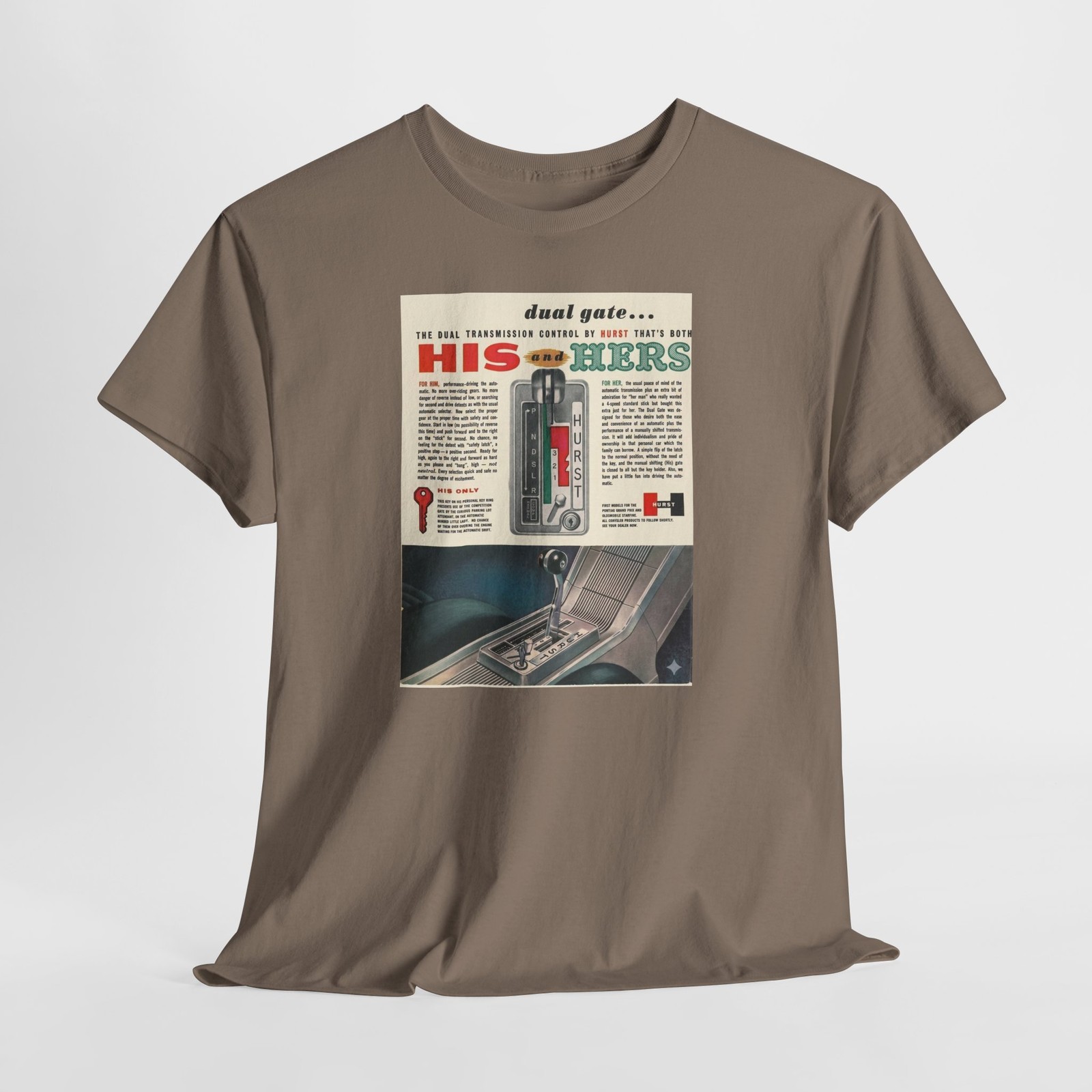 Hurst Dual Gate Shifter, His & Hers Retro Car T-Shirt | Vintage Automotive Print
