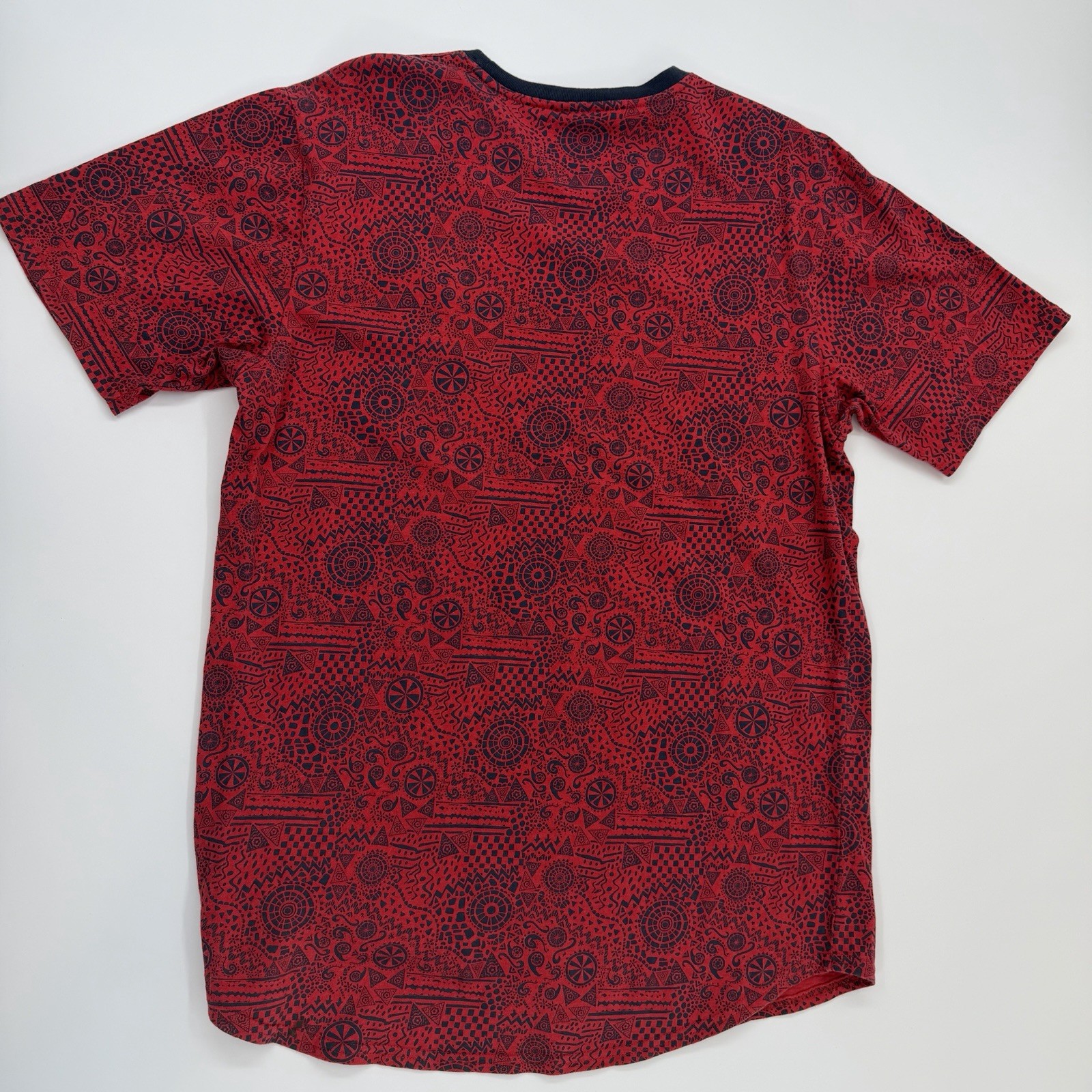 LRG Men’s L Red/Navy Graphic Print Logo Embroidered Crew Neck Short Sleeve Tee