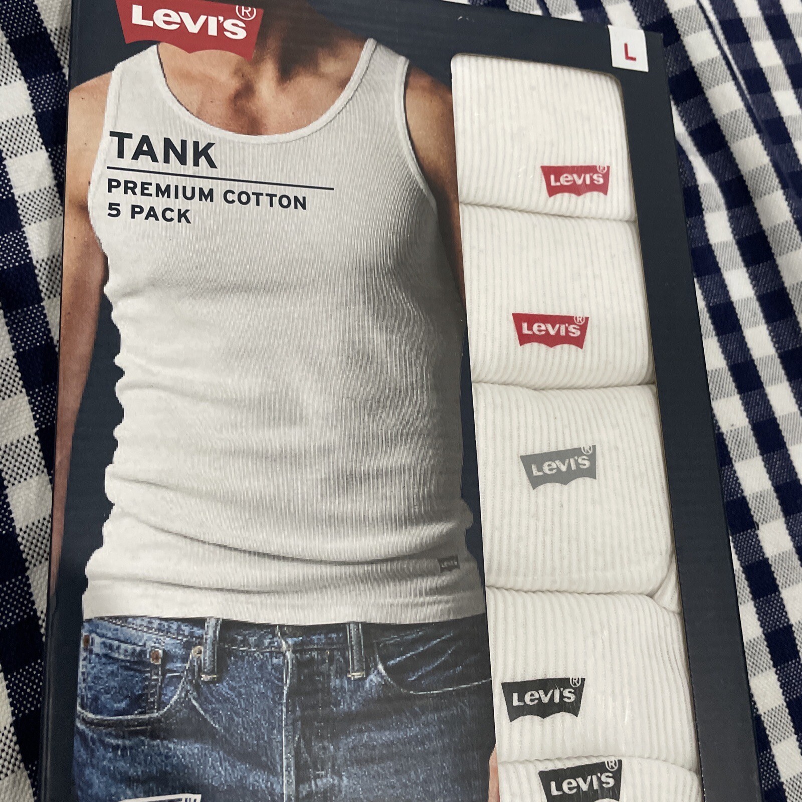 Levi’s Men&rsquo;s Premium Cotton Tank Top Size Large 5 Pack White 6HMTK501