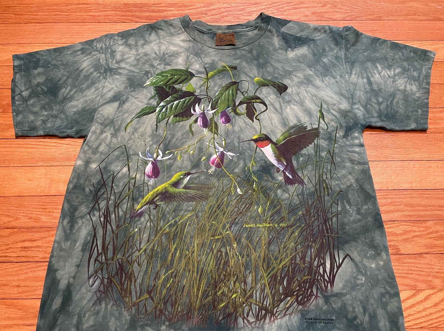 Vtg 90s 1998 The Mountain James Hautman Hummingbird Flower Nature T-Shirt Size L