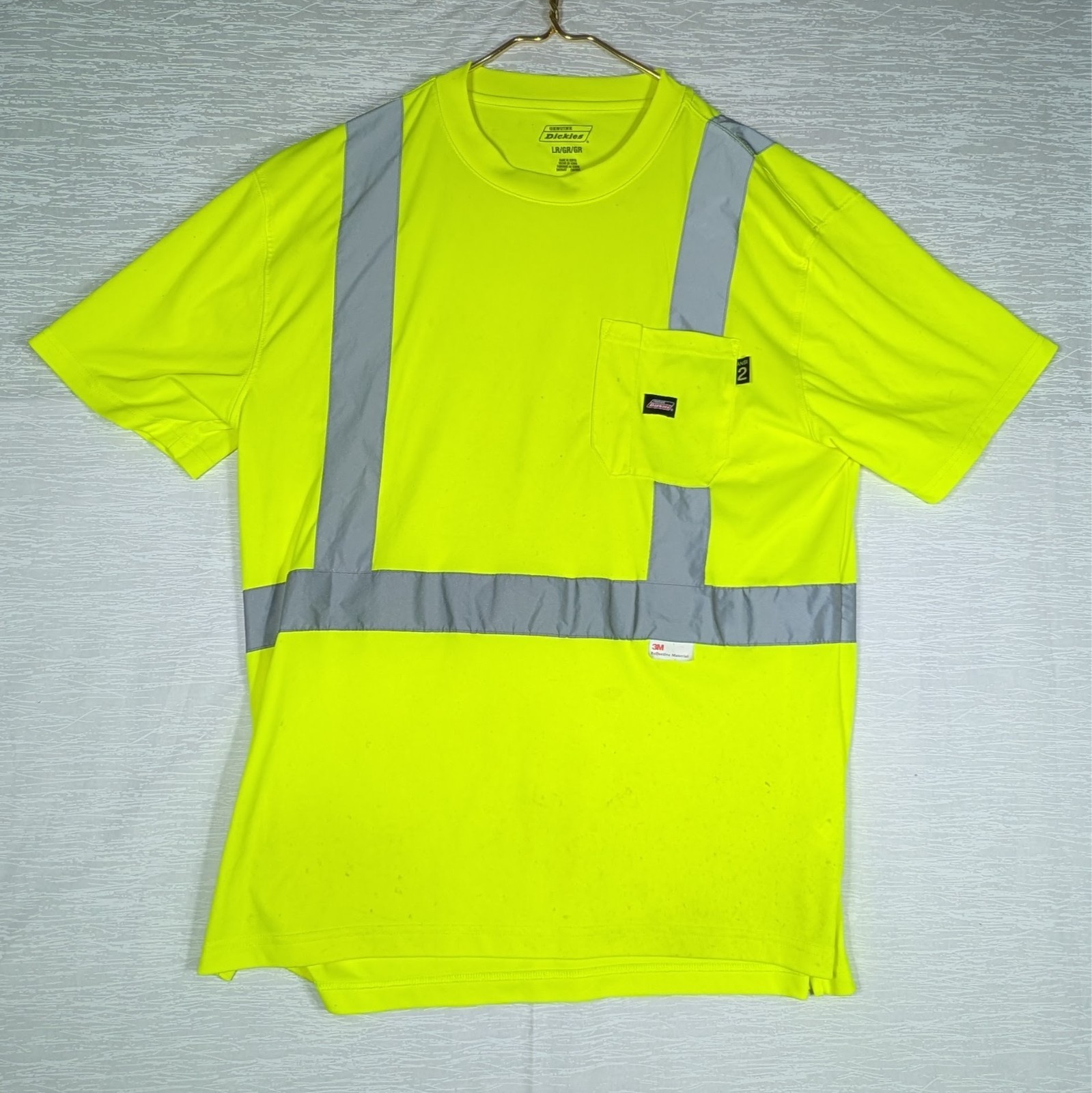 Dickies Hi-Visibility T-Shirt Yellow Mens Large Yellow Reflective Work Shirt