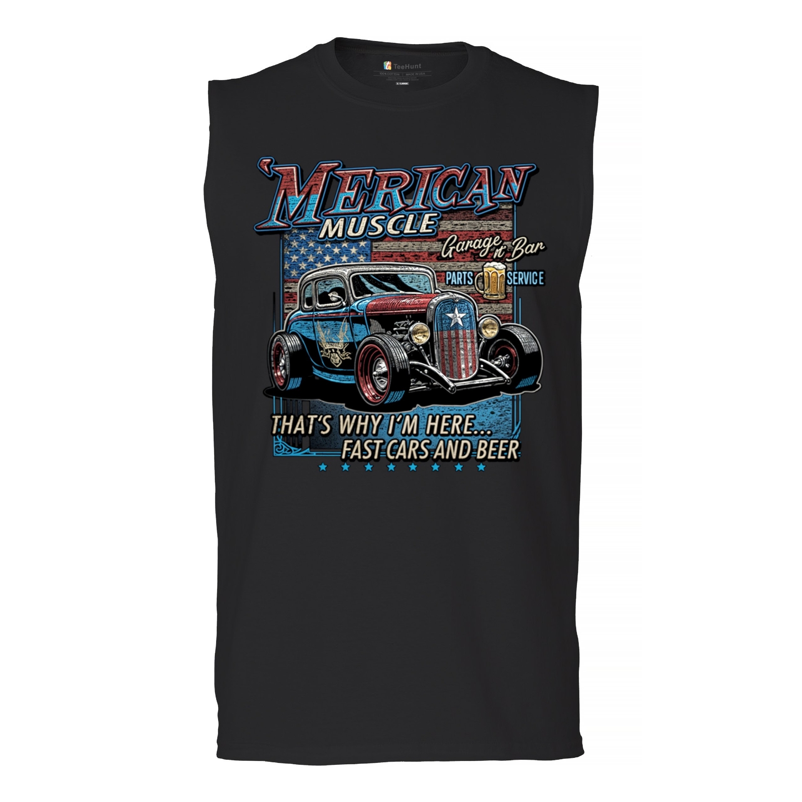 &lsquo;Merican Muscle Fast Cars and Beer Muscle Shirt Hot Rod Car Show America Men&rsquo;s