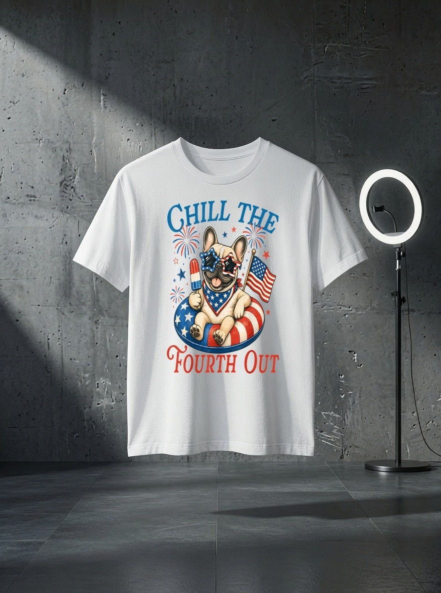 Unisex Chill The Fourth Out French Bulldog 4th of July Frenchie Dog Graphic