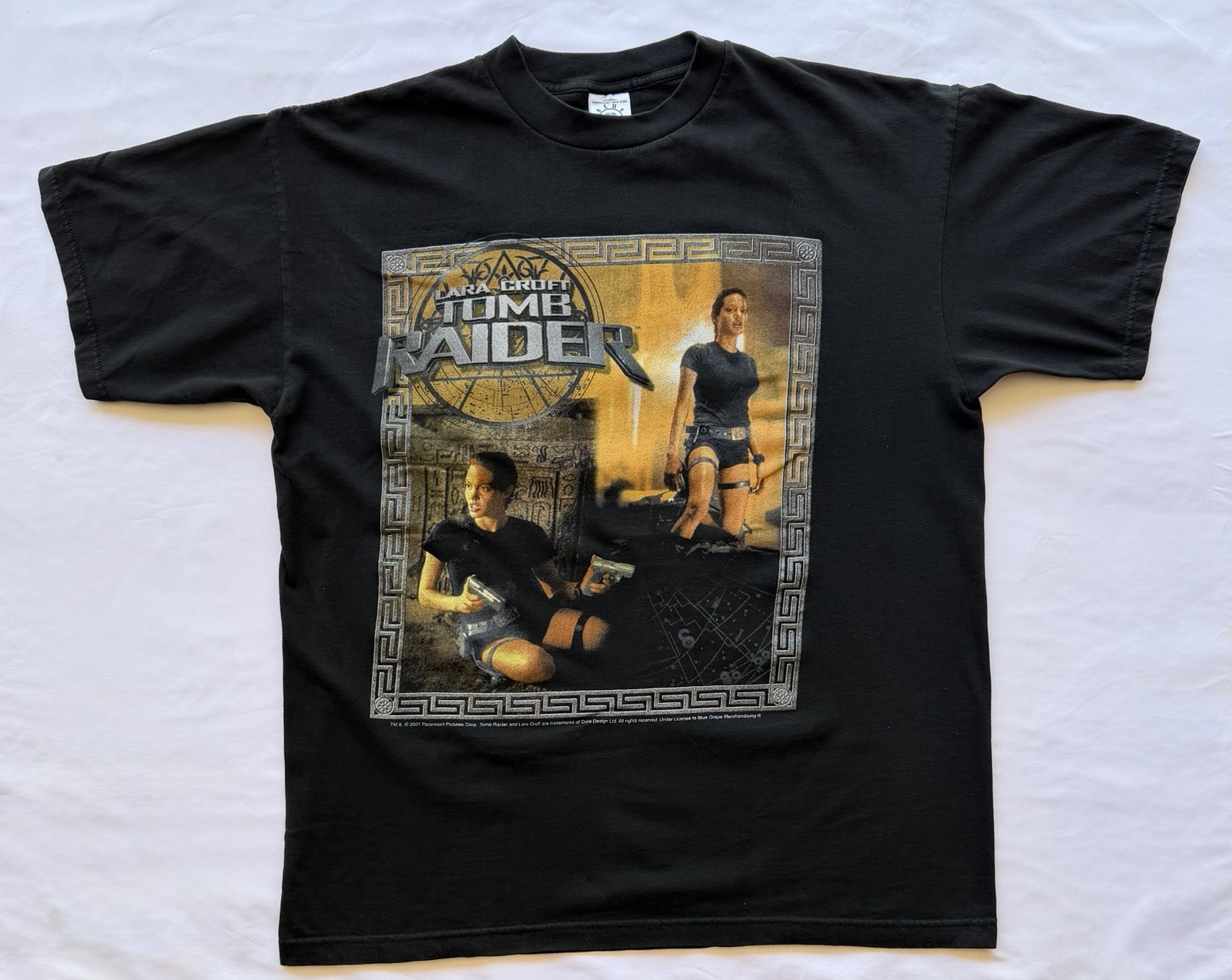 Vintage 2001 Lara Croft Tomb Raider Movie T Shirt XL Blue Grape USA
