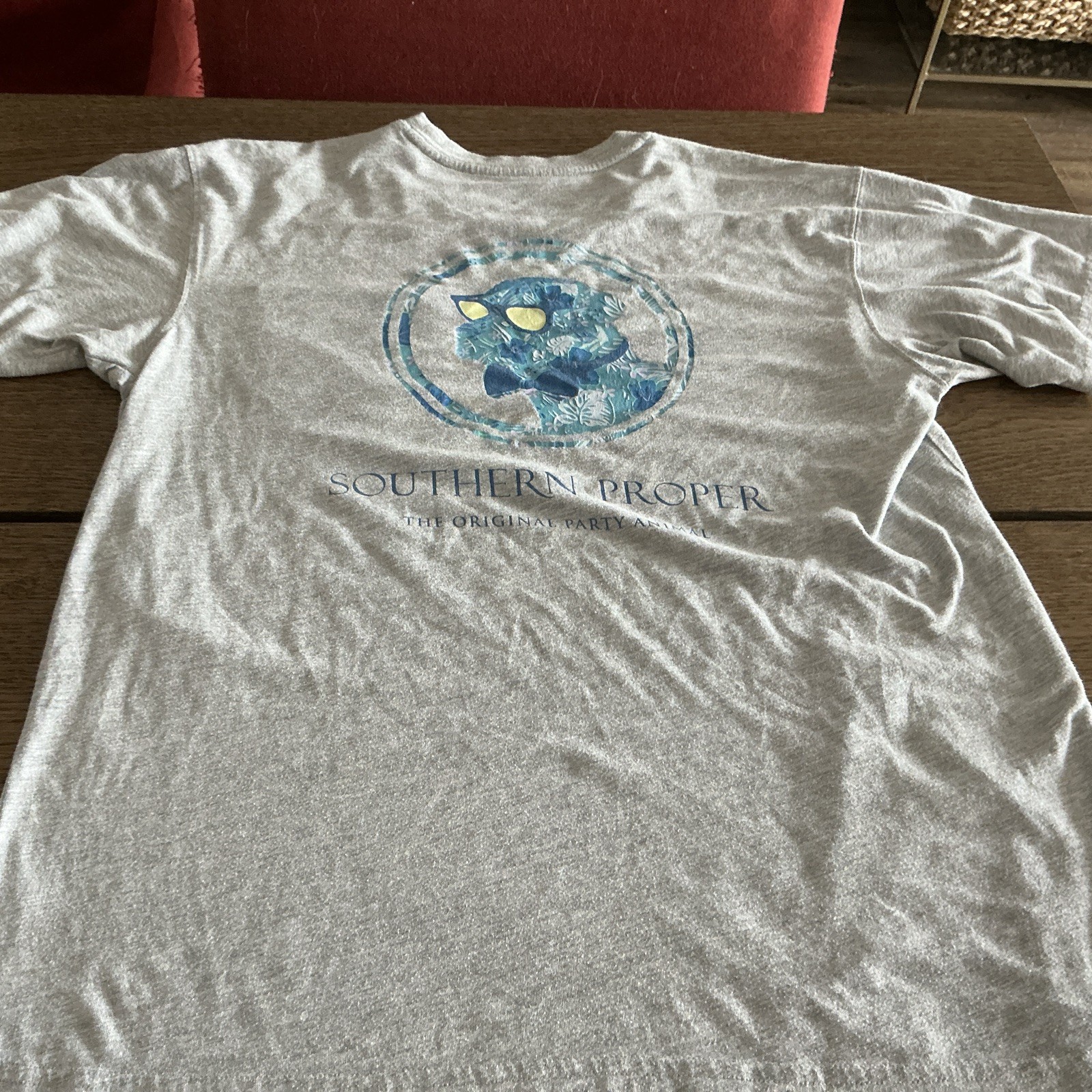 Southern Proper Pocket T-shirt Back Logo Blue Dog W/ Bow Tie Size M/preppy