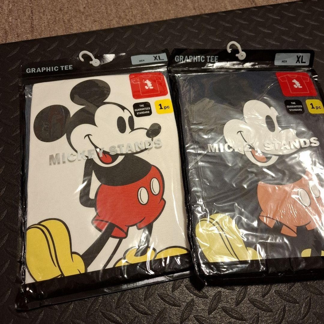 Uniqlo Mickey Stands Graphic Tee XL 2-Pack White Navy