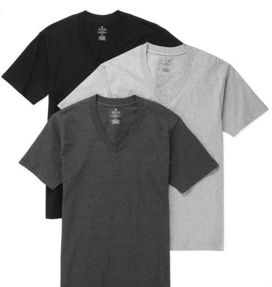 Stafford 3-Pack Men&rsquo;s Heavy Weight 100% Cotton V-Neck T-Shirt Black-Grey