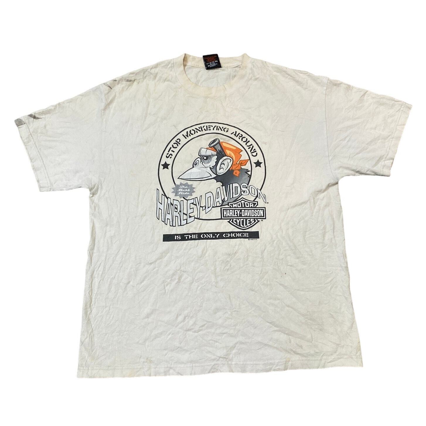 Vintage Y2K Harley Davidson Motorcycle Monkey Ithaca T Shirt Men&rsquo;s XL