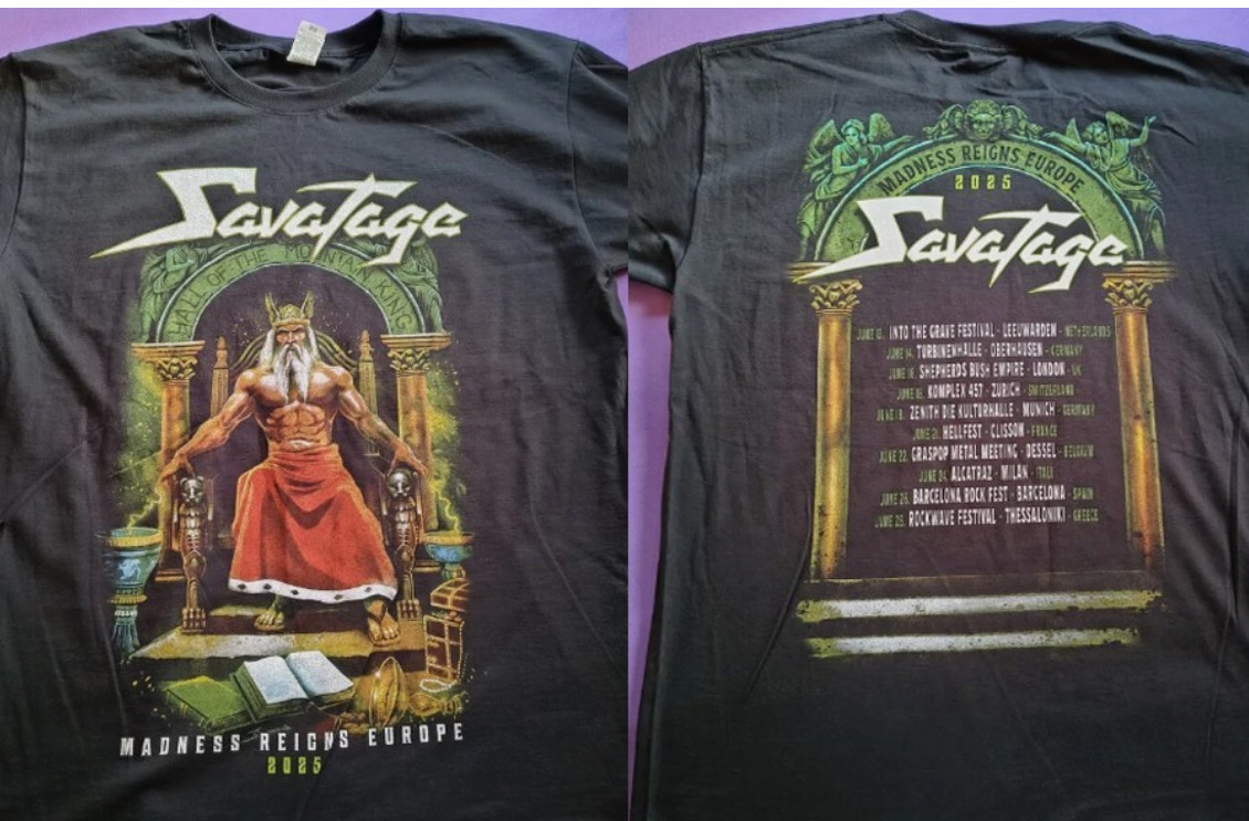 Savatage Rock Band Tour 2025 short sleeve 2 side shirt