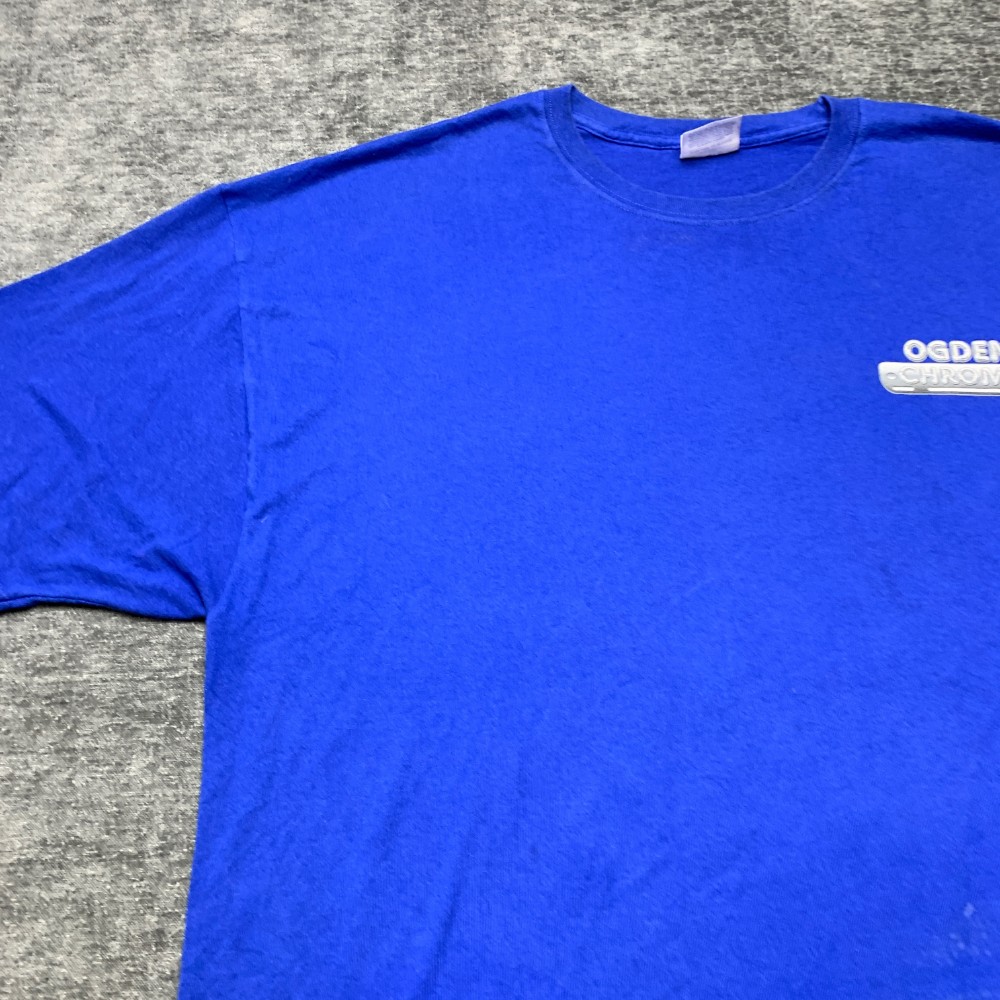 Hanes Heavyweight 50/50 Ogden Chrome T Shirt Adult 3XL 54-56 Blue Cotton Graphic