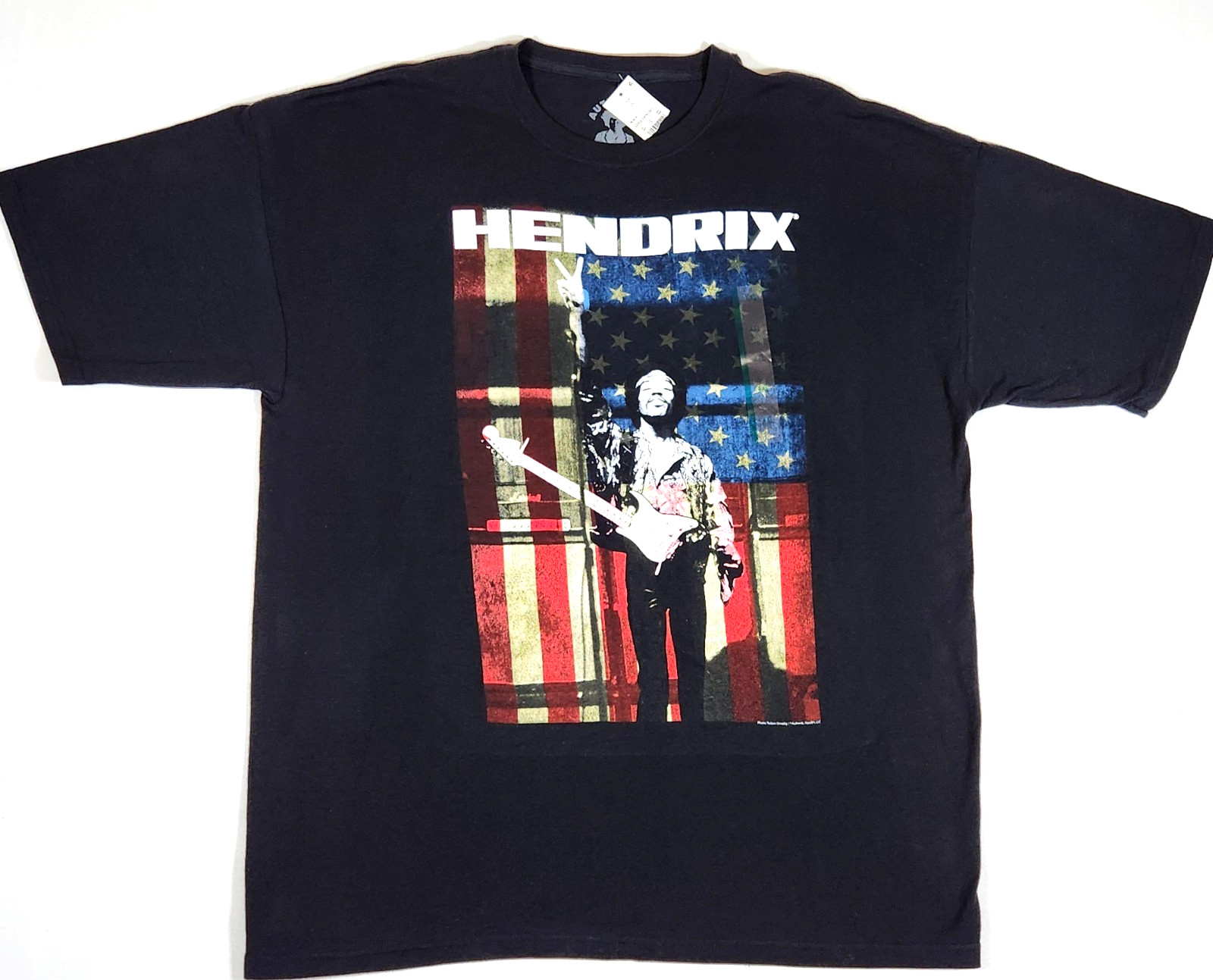 AUTHENTIC HENDRIX Jimi Hendrix Guitar King Peace Flag T-Shirt – 2XL