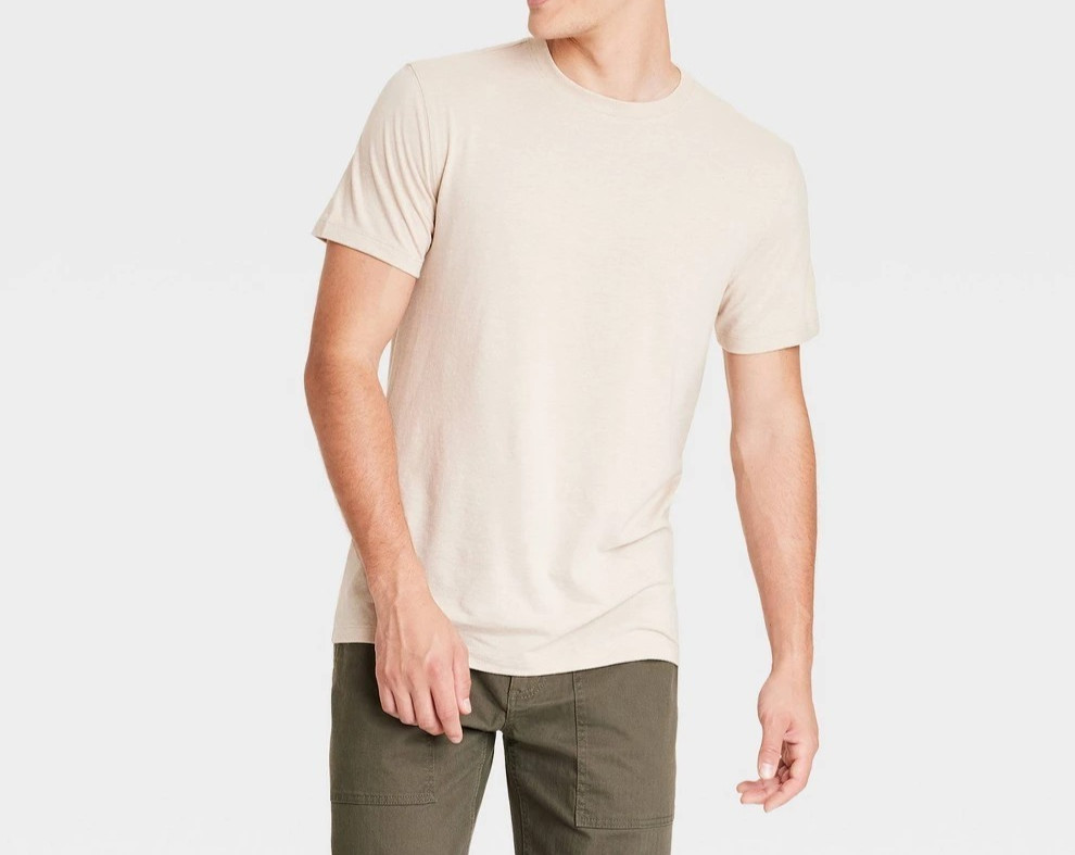 Men&rsquo;s M Every Wear Short Sleeve T-Shirt Goodfellow Oatmeal Light Cotton Blend