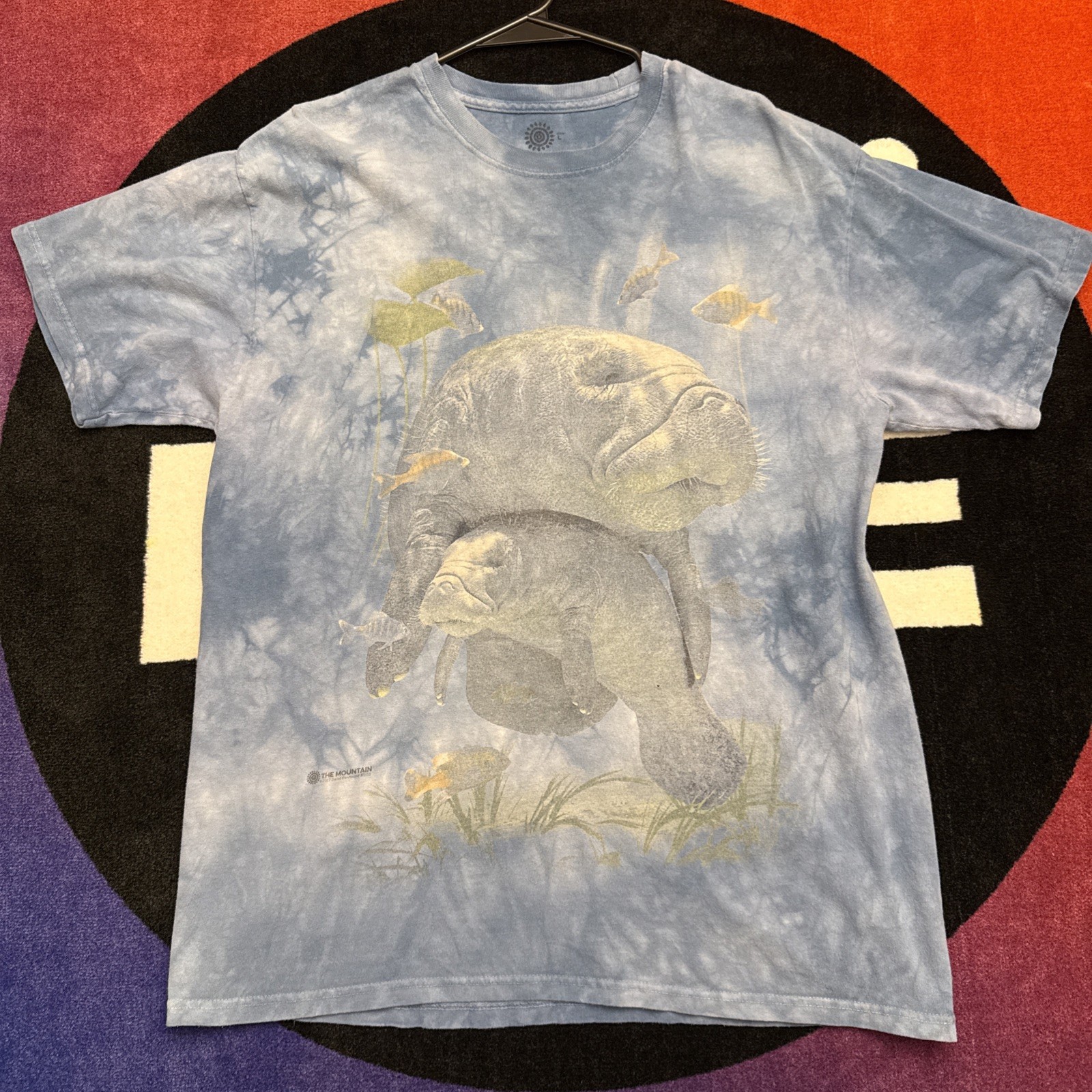 Men&rsquo;s Large The Mountain Vintage Aquatic Sea Whale Faded Graphic T Shirt Tie Dye