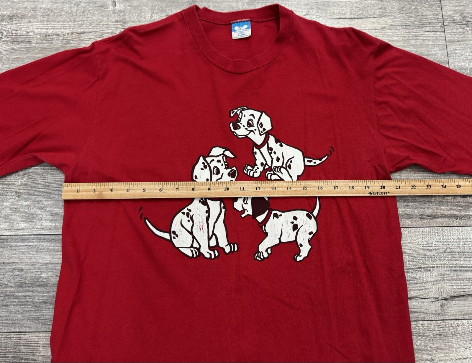 Vintage Disney 101 Dalmatians Movie Shirt Mens Size XL Dogs Red Made In USA Tee