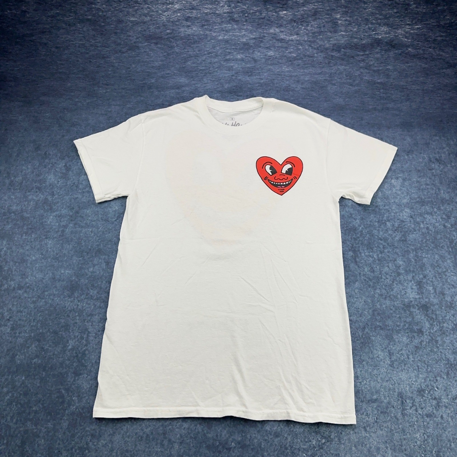 Keith Haring Ripple Junction White Heart Graphic Tee Shirt Mens Small S Pop Art
