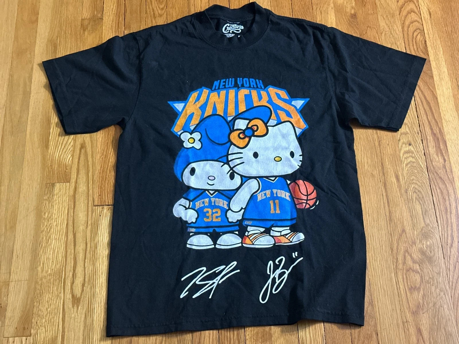 New York Knicks Towns #32 Brunson #11 Hello Kitty VINTAGE Gray BLACK Shirt NYK