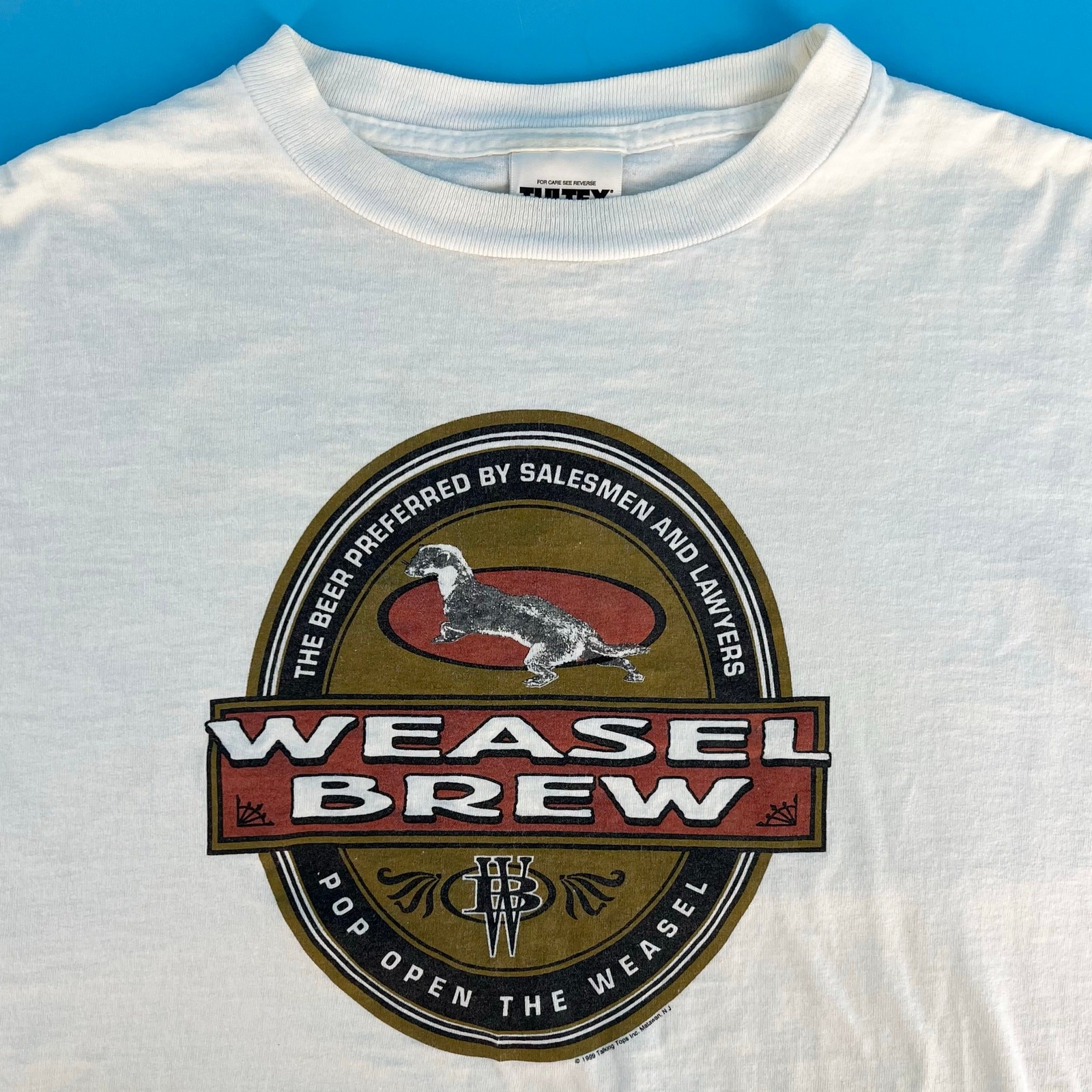 90s Weasel Brew Preferred by Salesman and Lawyers tshirt Talking Tops vintage