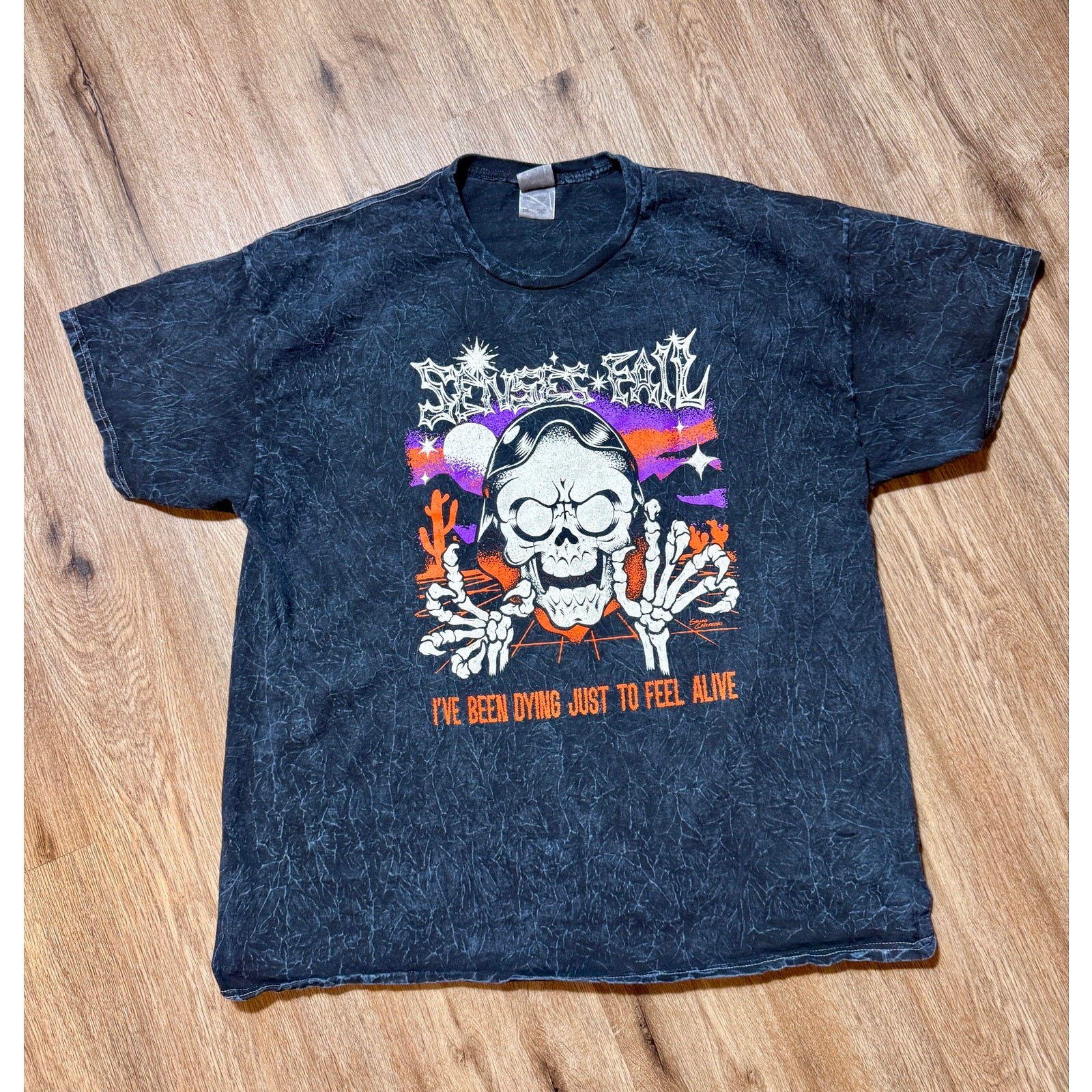 Senses Fail Scream Team Tour 2025 Acid Wash Band Tee Shirt XL Emo Punk Rock