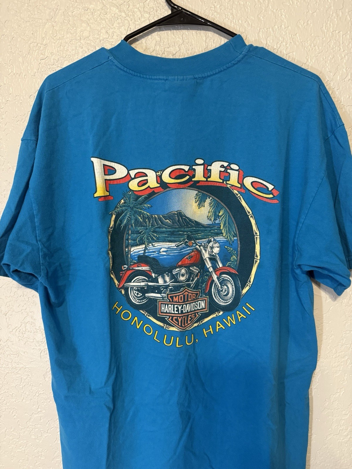 Vintage Harley-Davidson Shirt Mens XL Blue Hawaii Pacific Eagle Paradise 90s USA